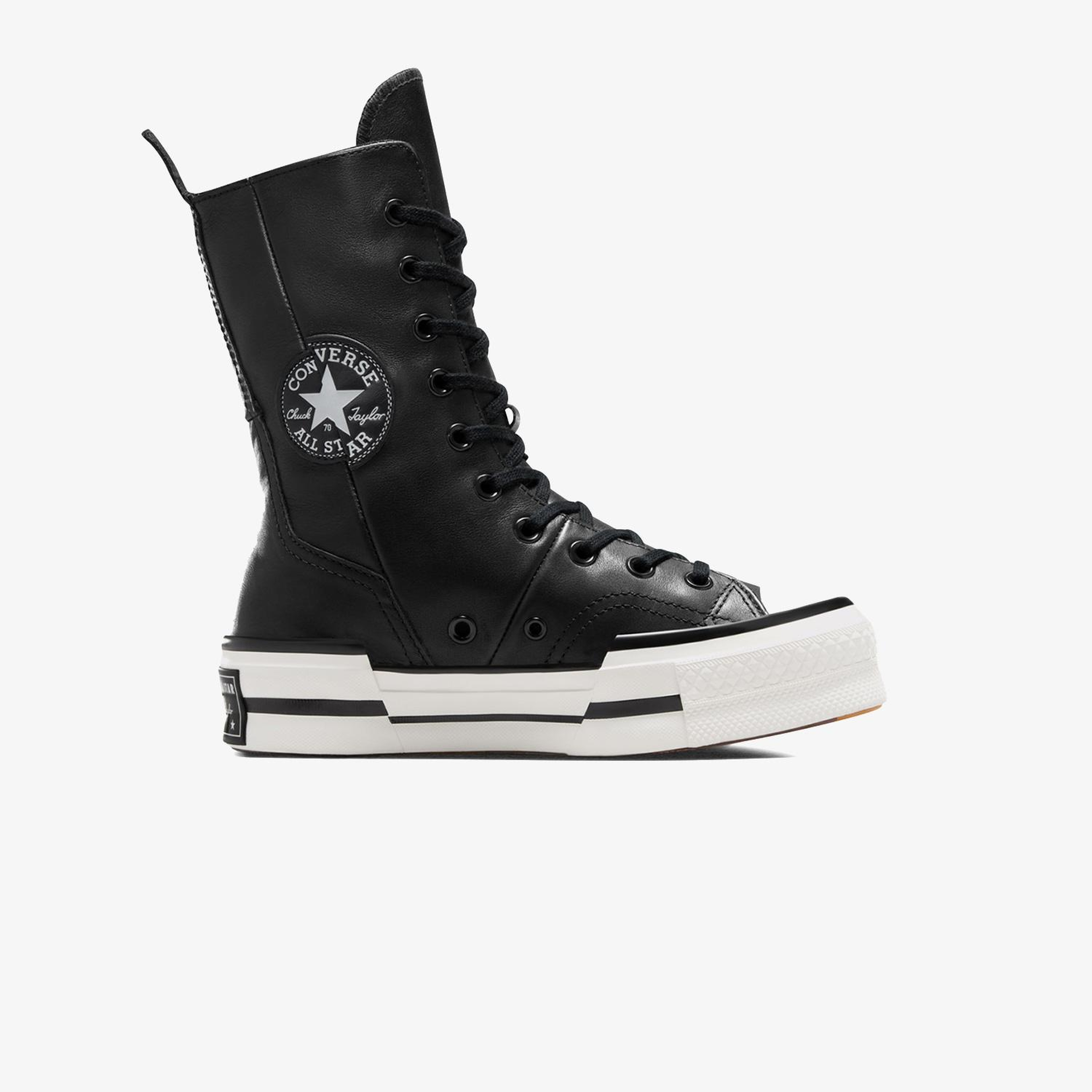 Converse Chuck 70 Plus XHi Unisex Siyah Deri Platform Sneaker