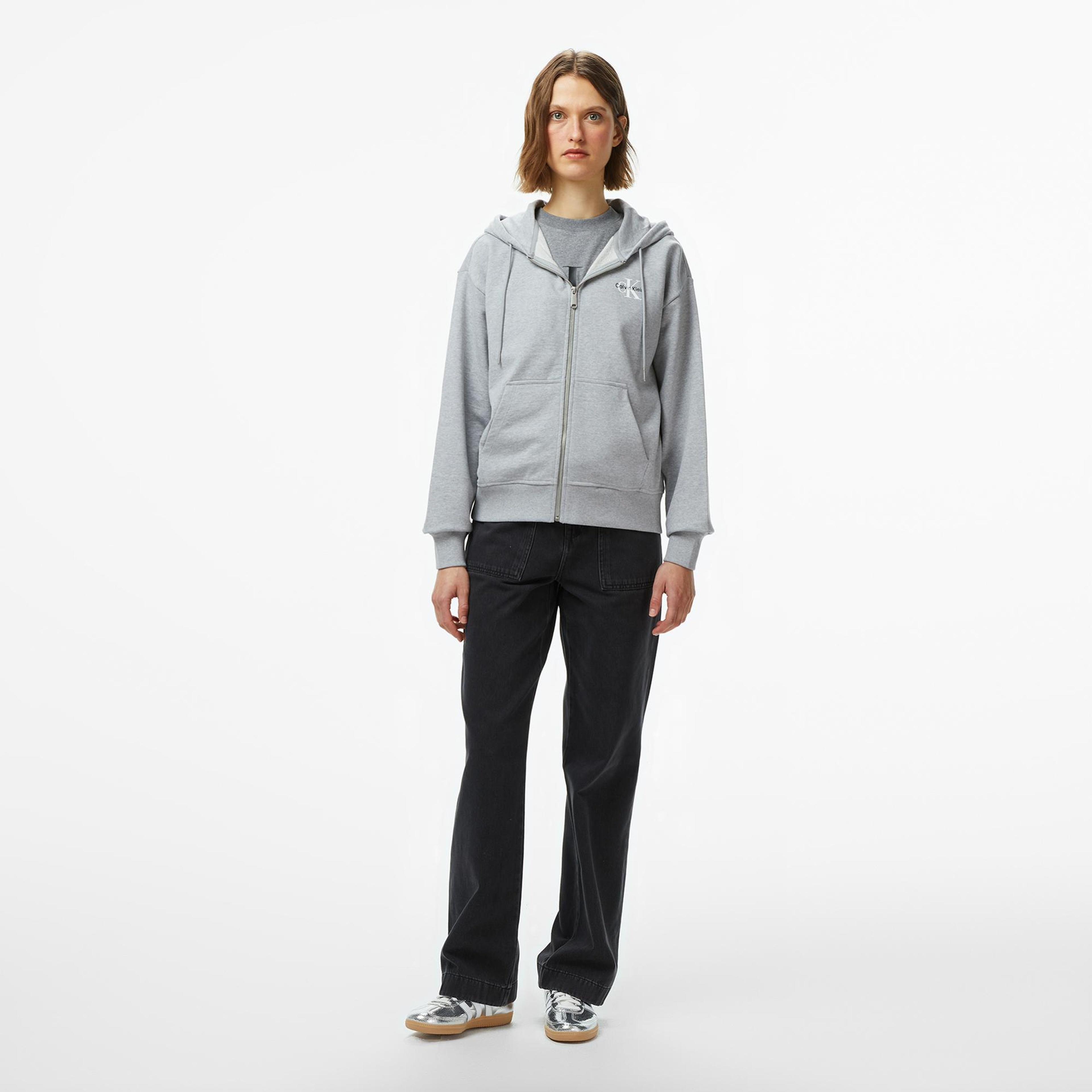 Calvin Klein Monologo Kadın Gri Sweatshirt