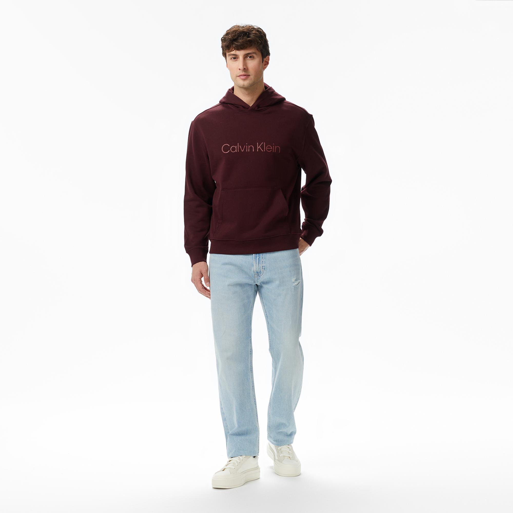 Calvin Klein Standard Logo Terry Erkek Bordo Sweatshirt
