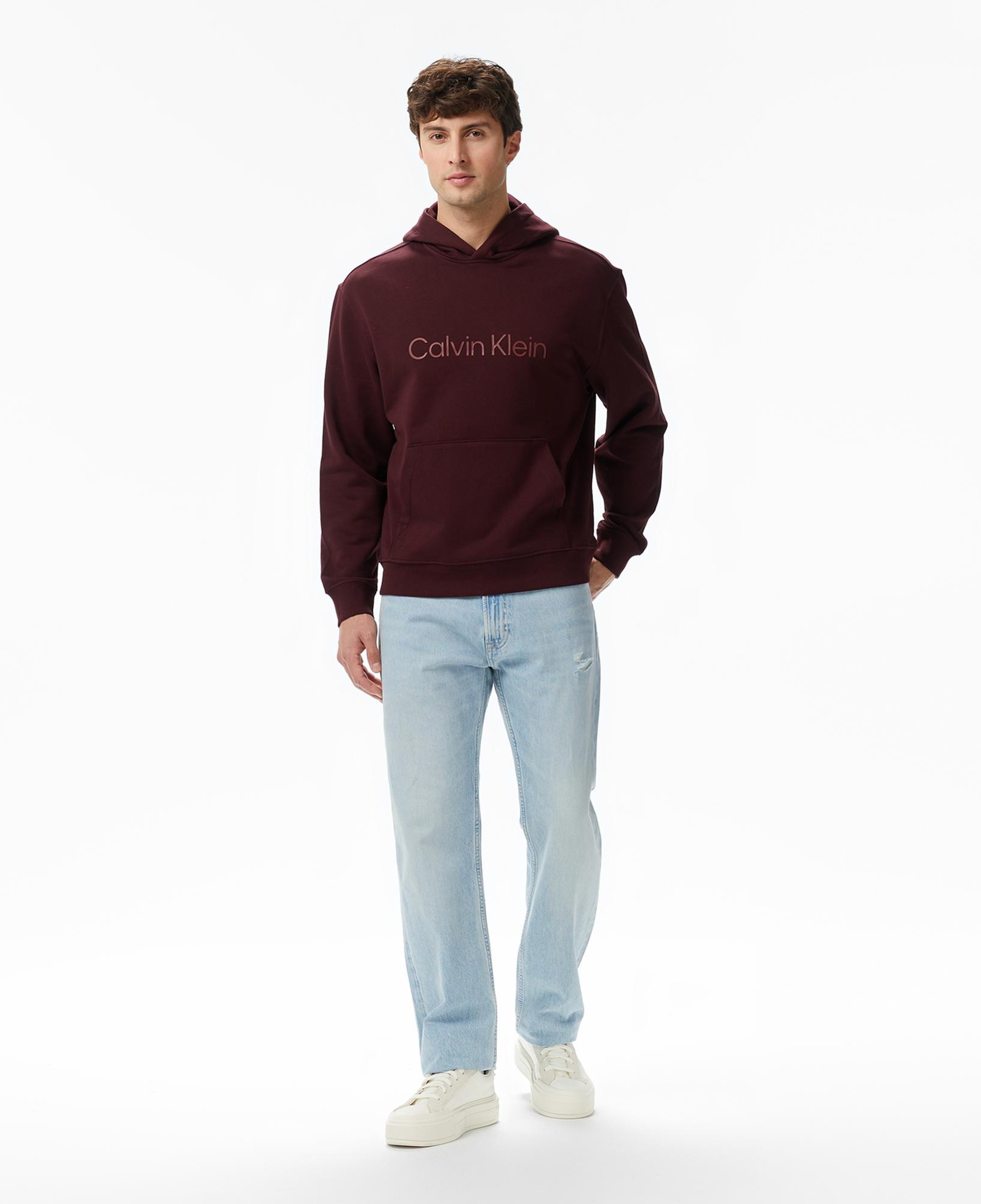 Calvin Klein Standard Logo Terry Erkek Bordo Sweatshirt