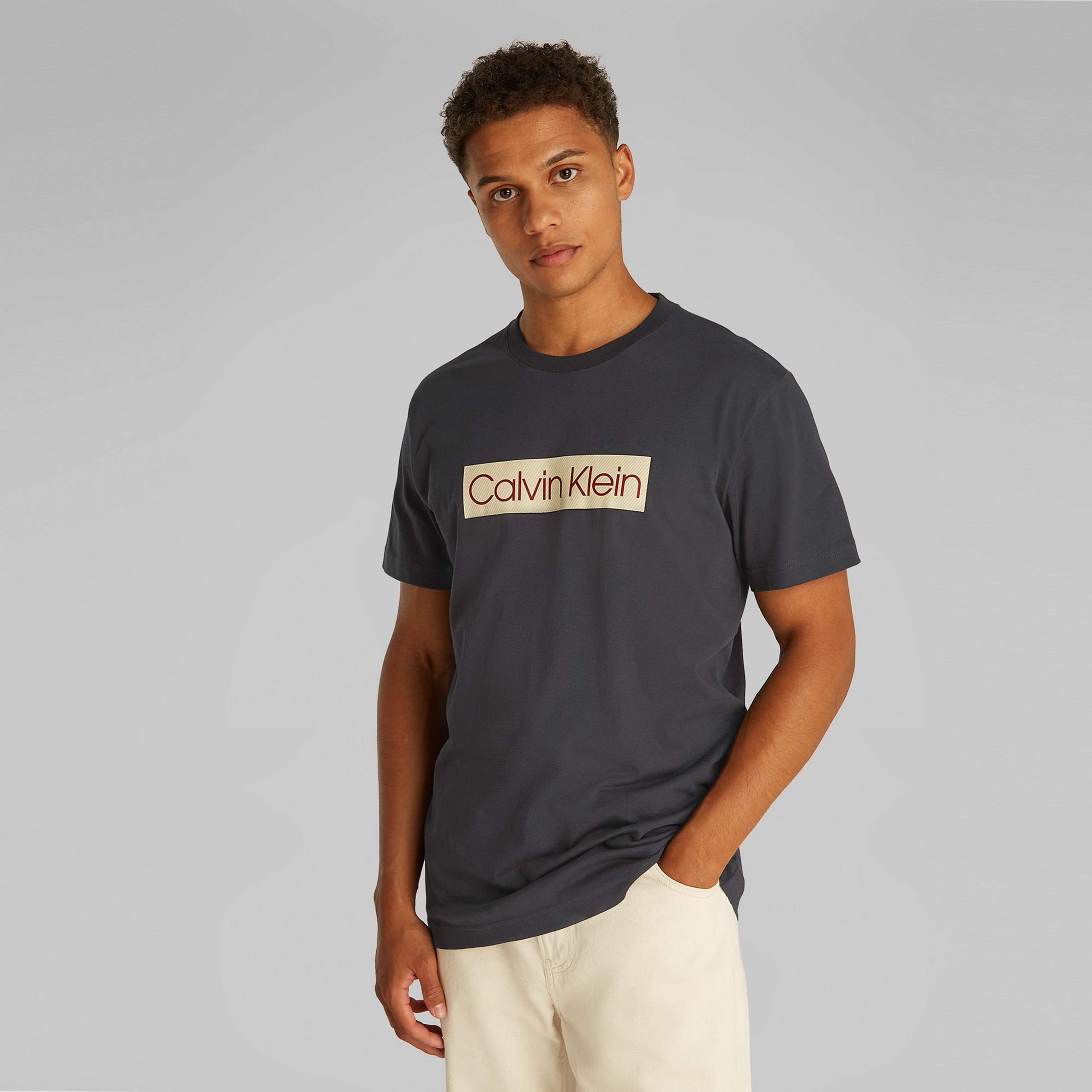 Calvin Klein Label Print Erkek Siyah T-Shirt