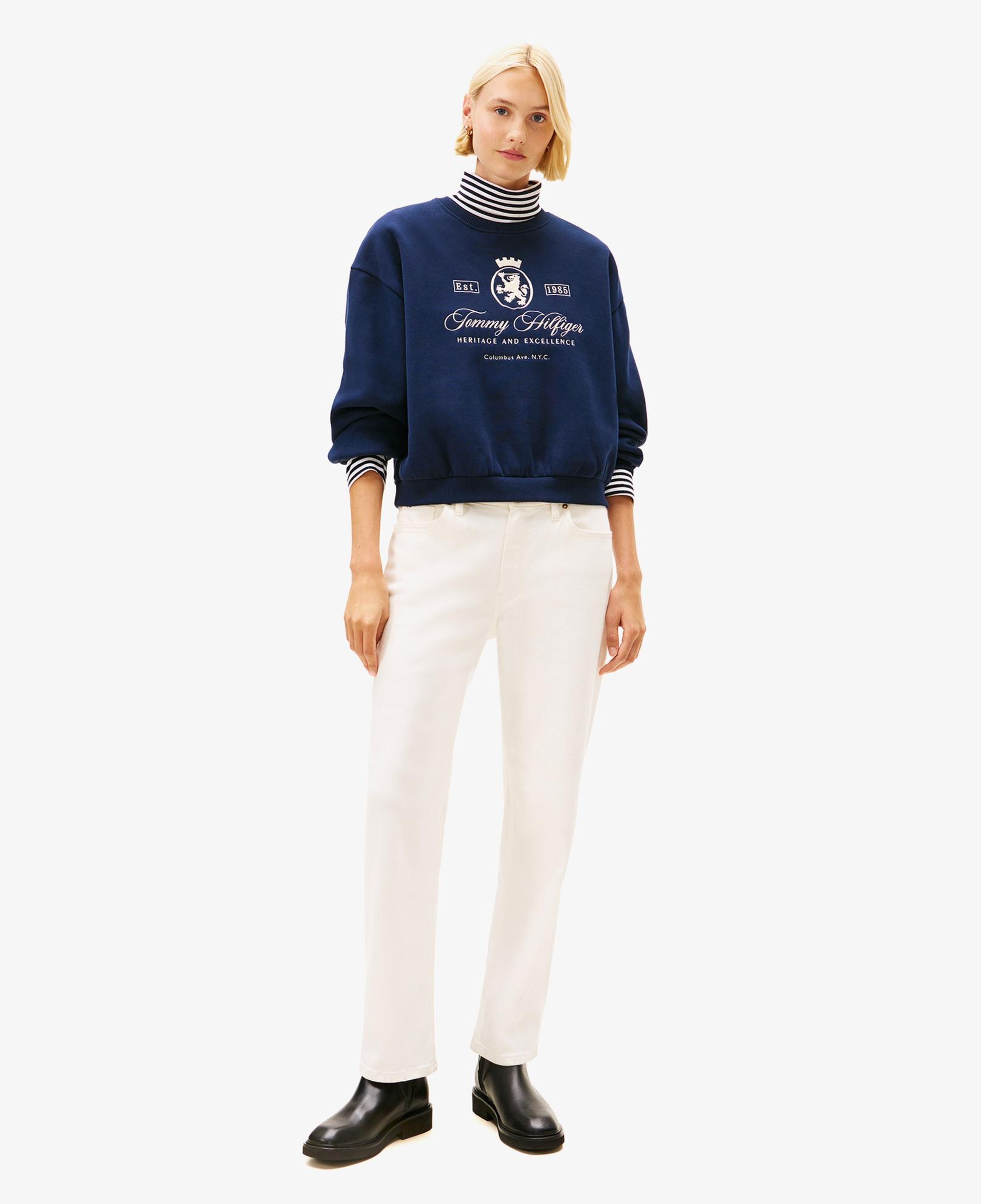 Tommy Hilfiger Varsity Crest Fleece Kadın Lacivert Sweatshirt