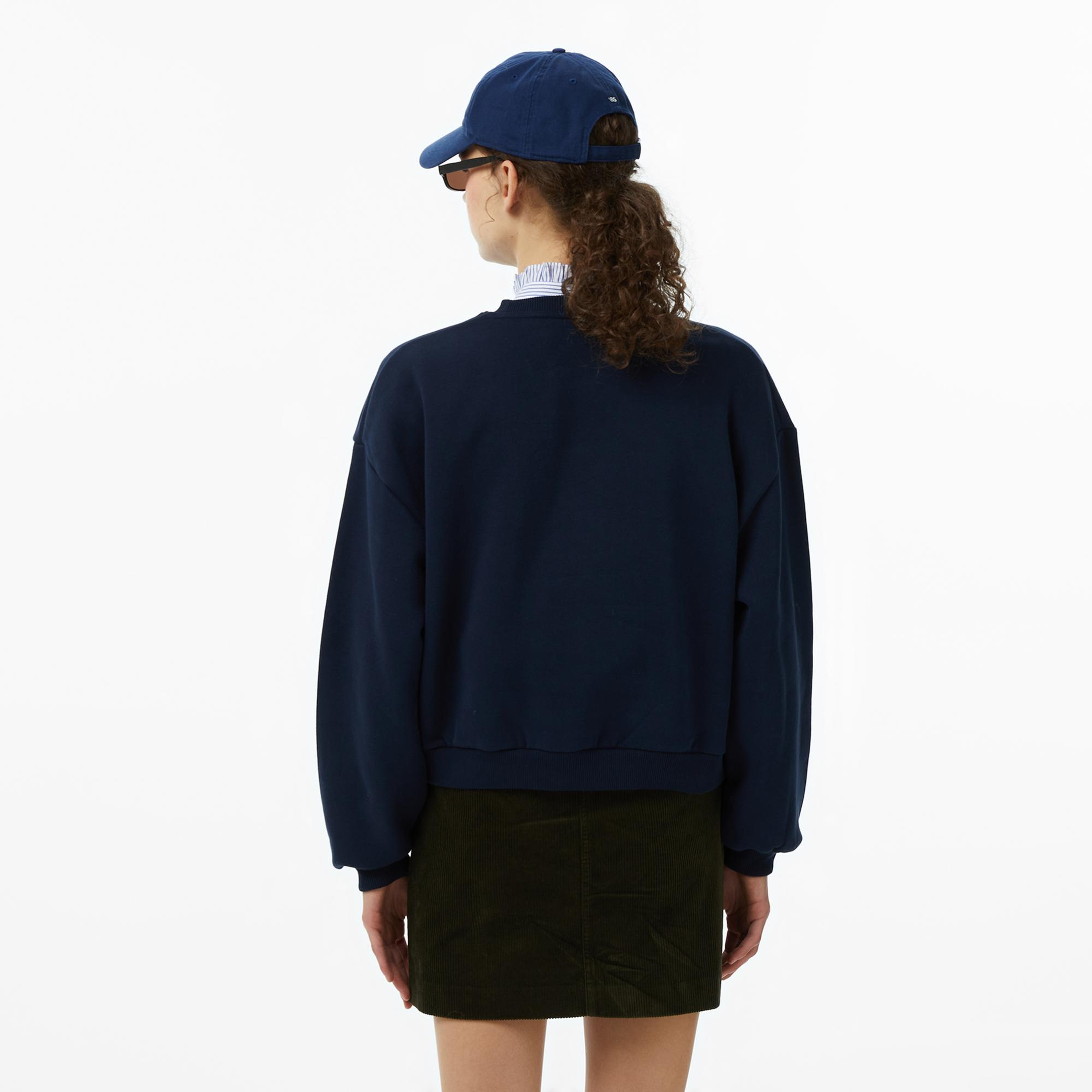 Tommy Hilfiger Varsity Crest Fleece Kadın Lacivert Sweatshirt