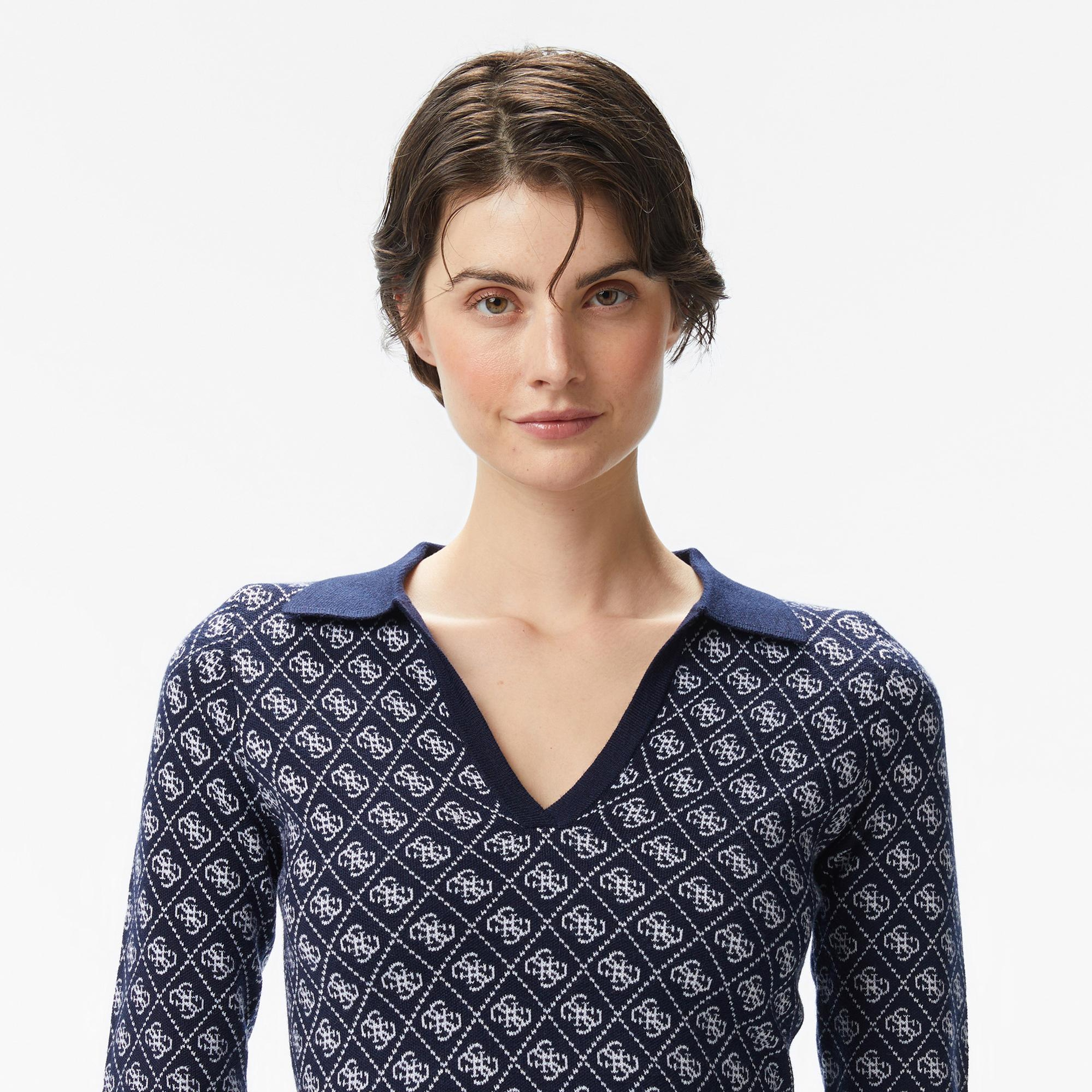 Guess Aubrey Yün Karışımlı Kadın Lacivert Elbise