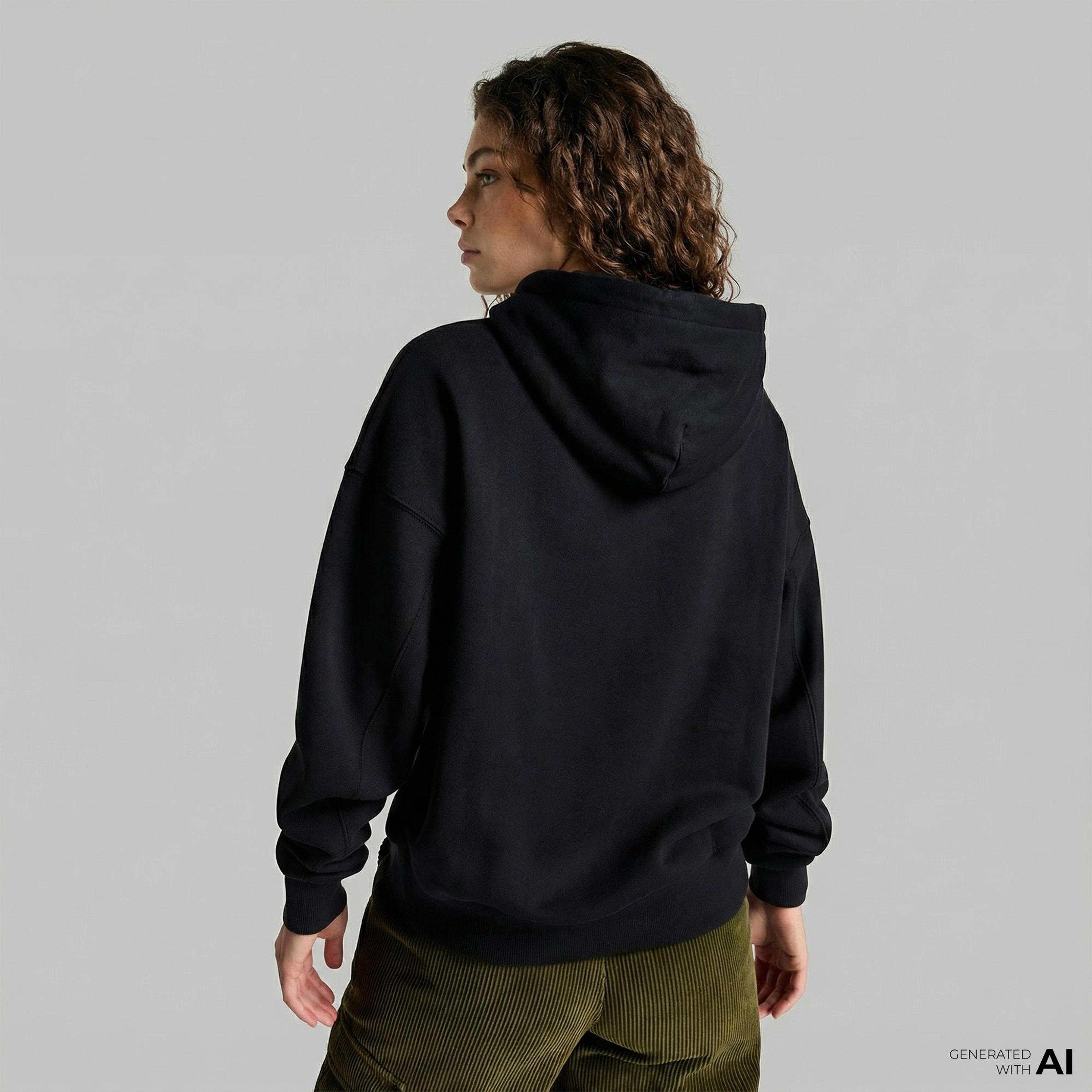 Converse Kadın Oversize Fit Siyah Hoodie