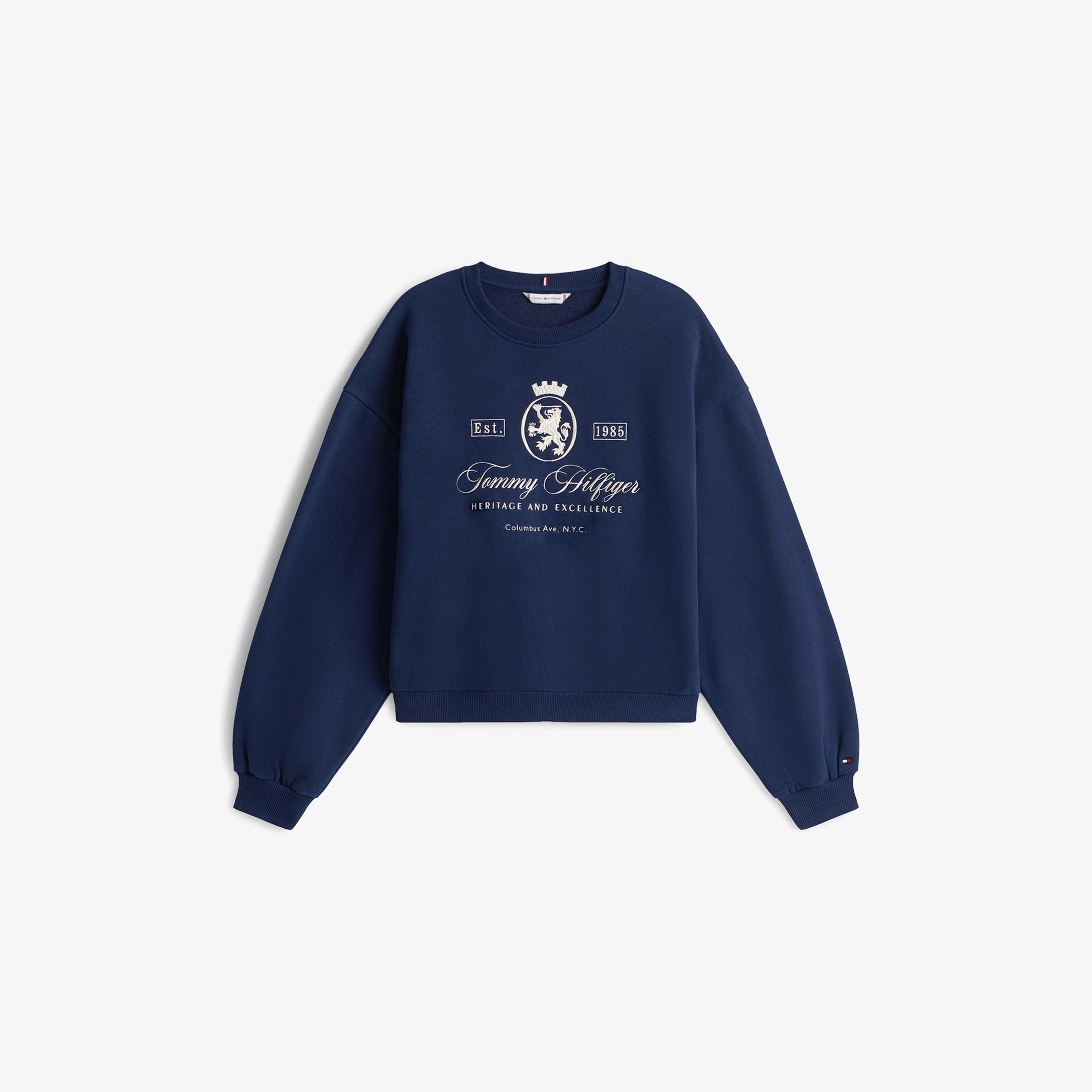 Tommy Hilfiger Varsity Crest Fleece Kadın Lacivert Sweatshirt