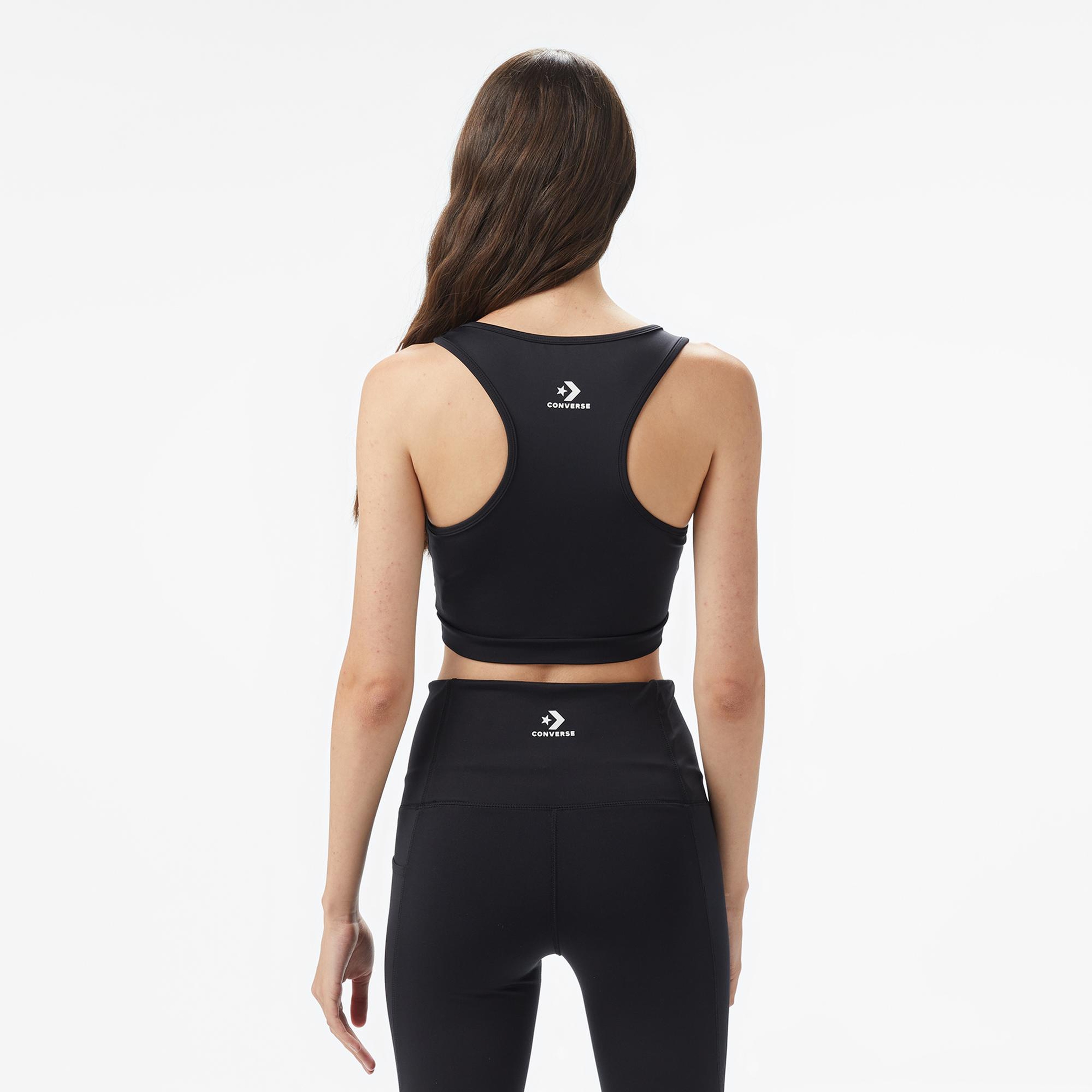 Converse Star Chevron Baskılı Kadın Siyah T-Shirt