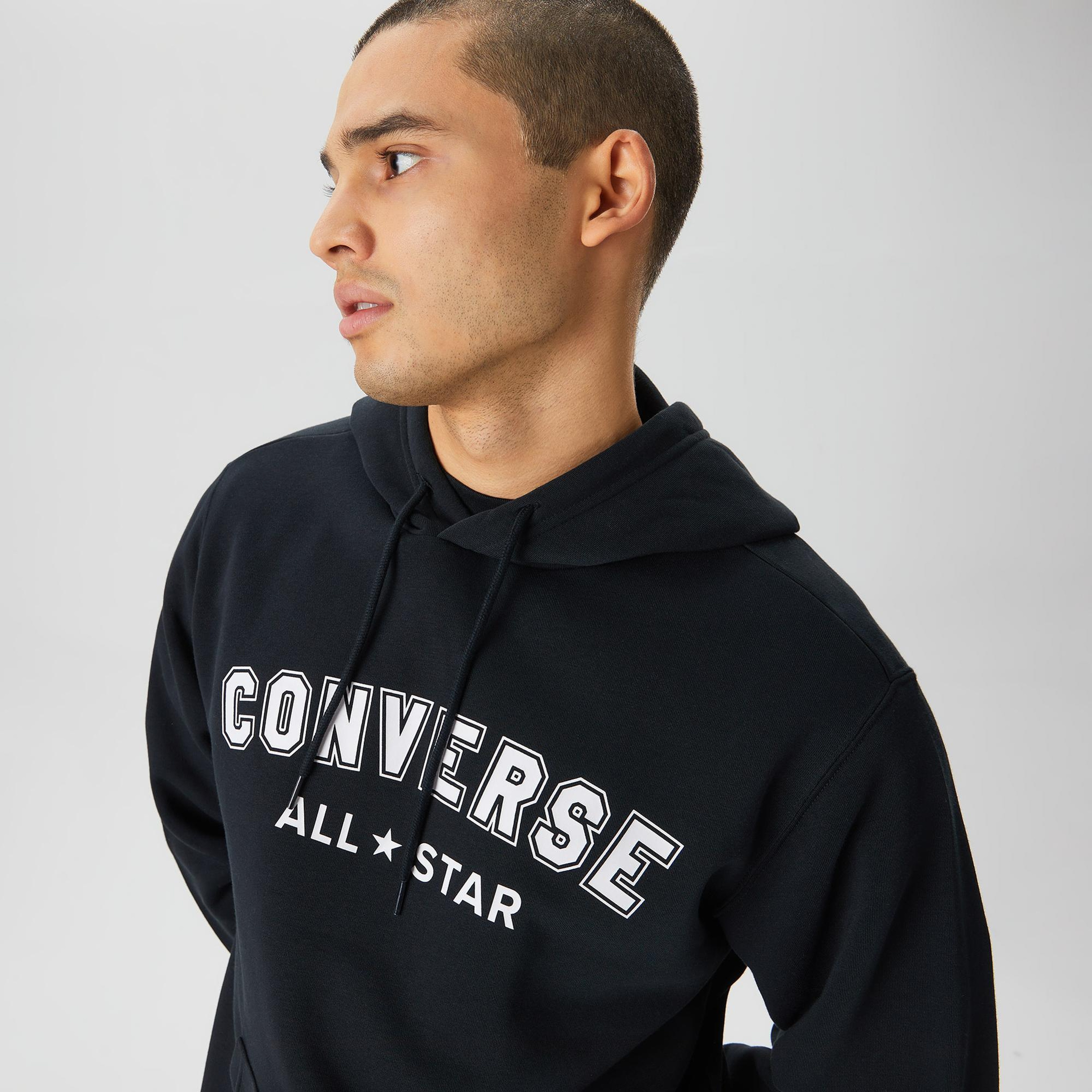 Converse Go-To Wordmark Standard Fit Fleece Pullover Unisex Siyah Sweatshirt