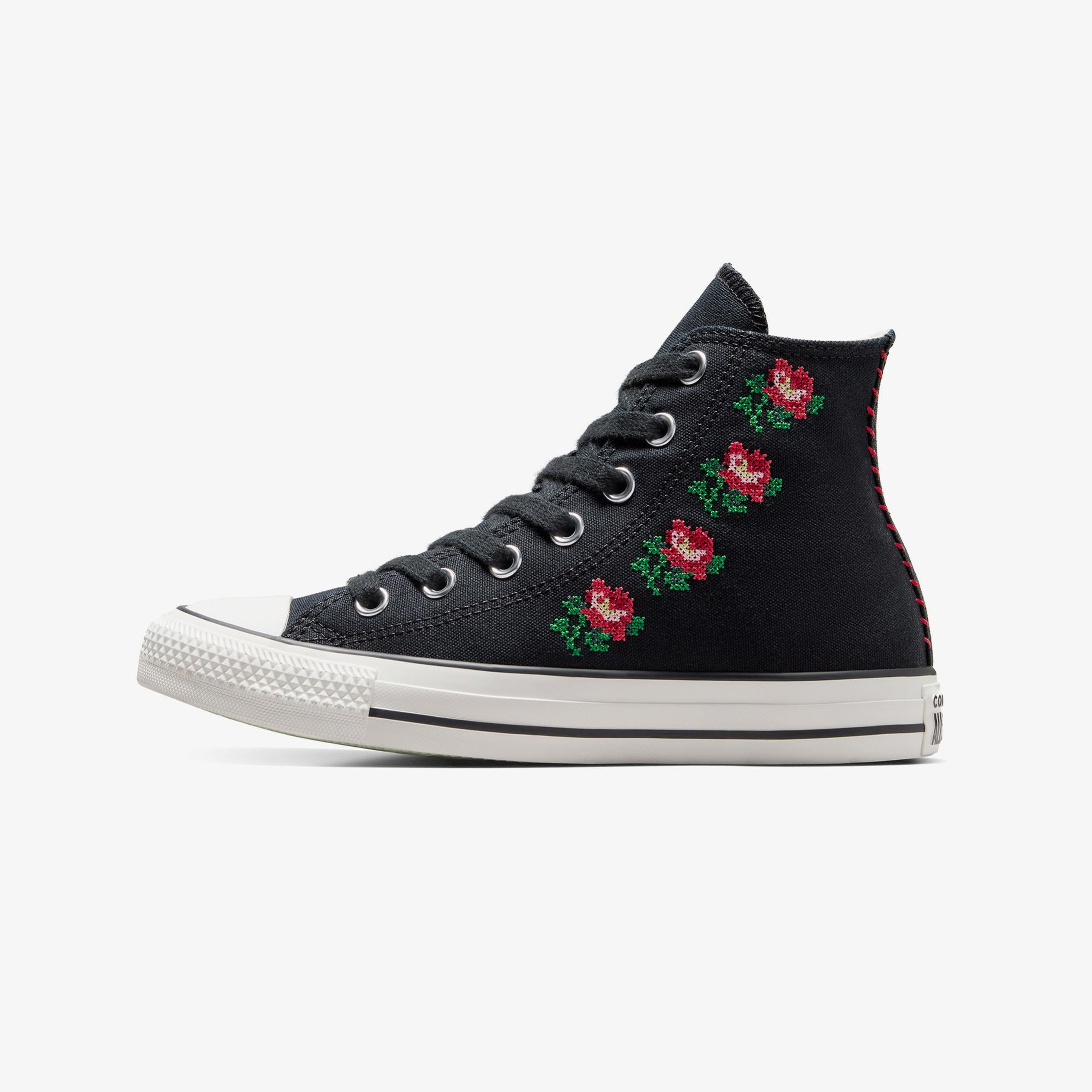 Converse Chuck Taylor All Star Rose Cross Stitch Unisex Siyah Sneaker