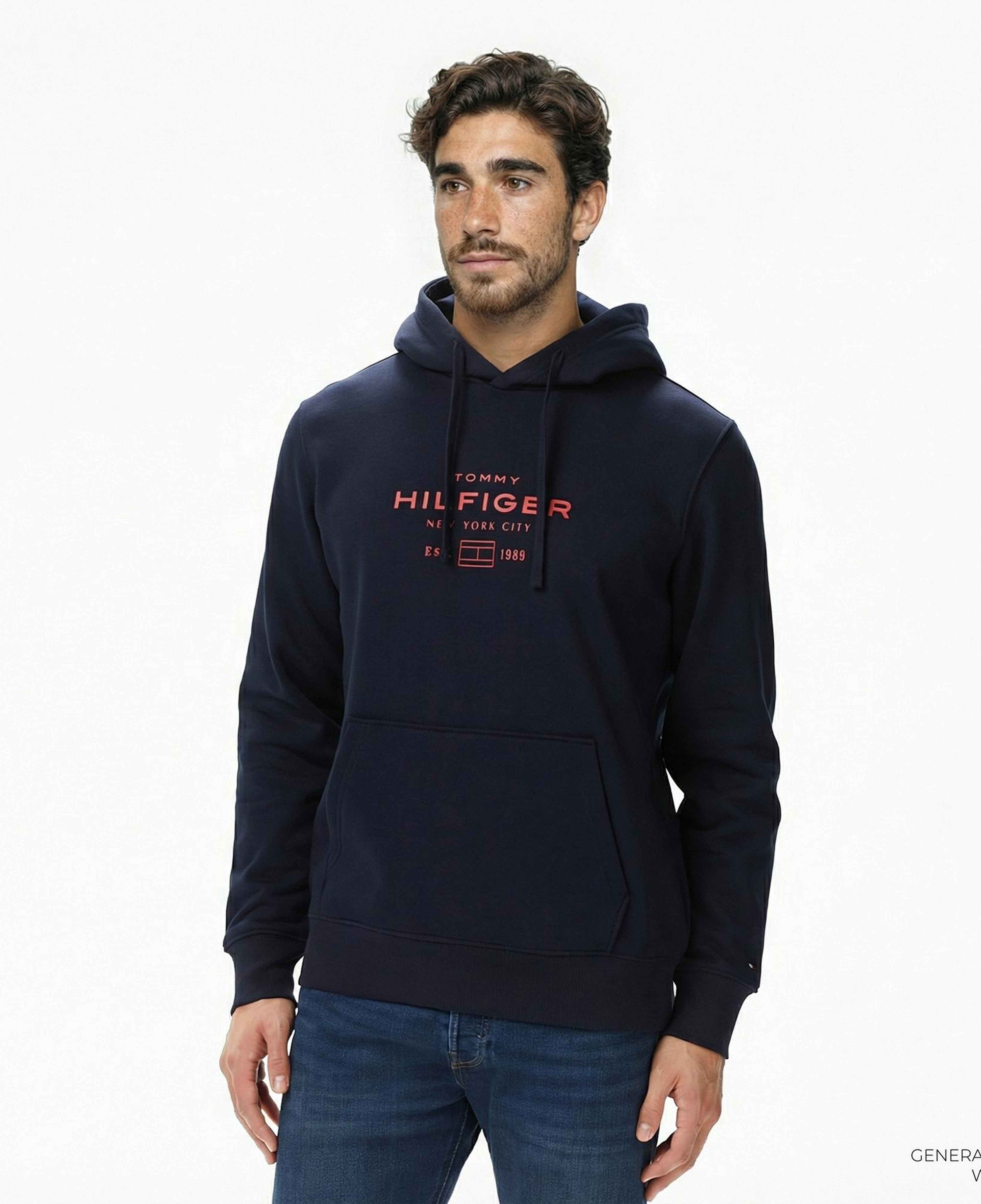 Tommy Hilfiger Oval Graphic Erkek Lacivert Hoodie