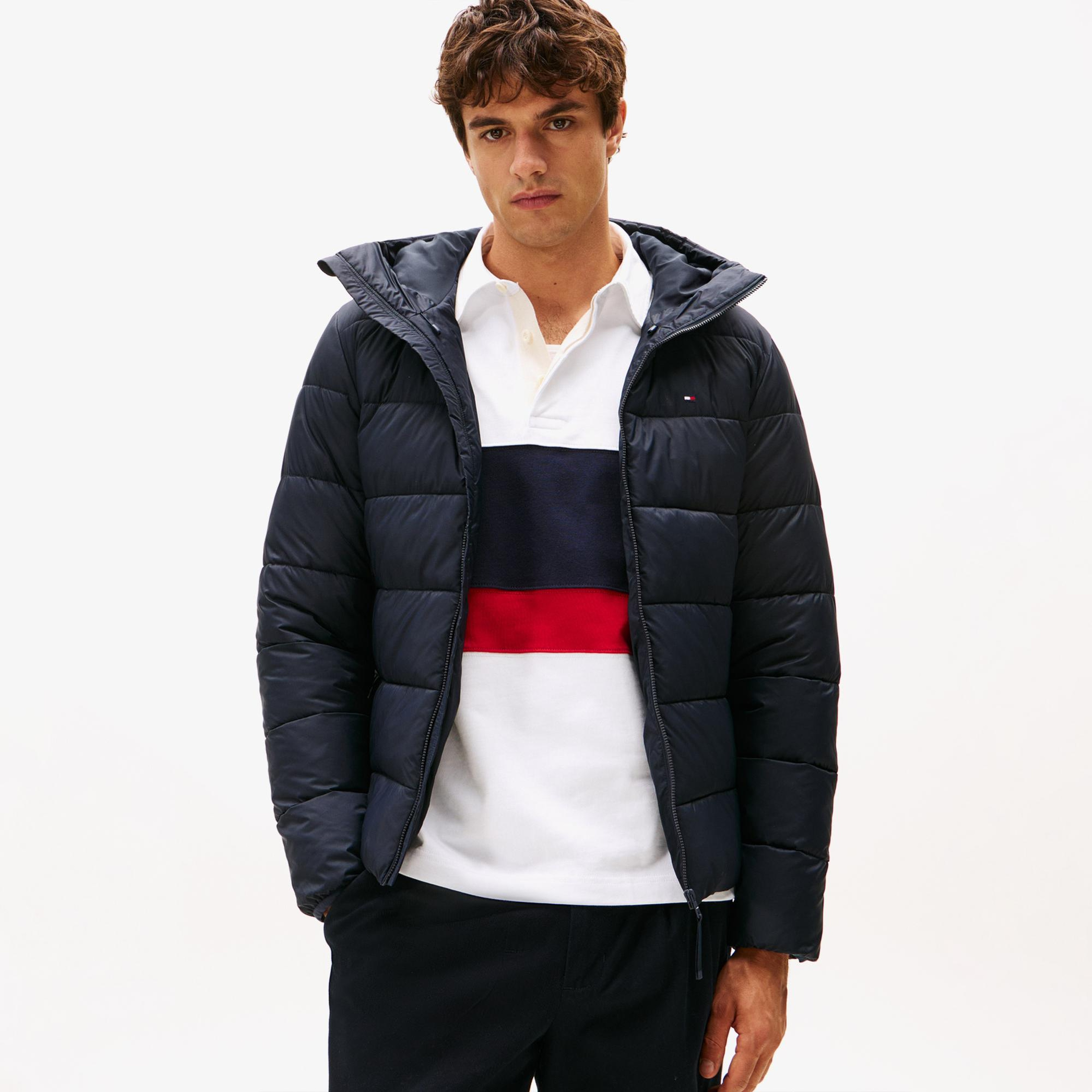Tommy Hilfiger Mid Weight Erkek Lacivert Puffer Mont