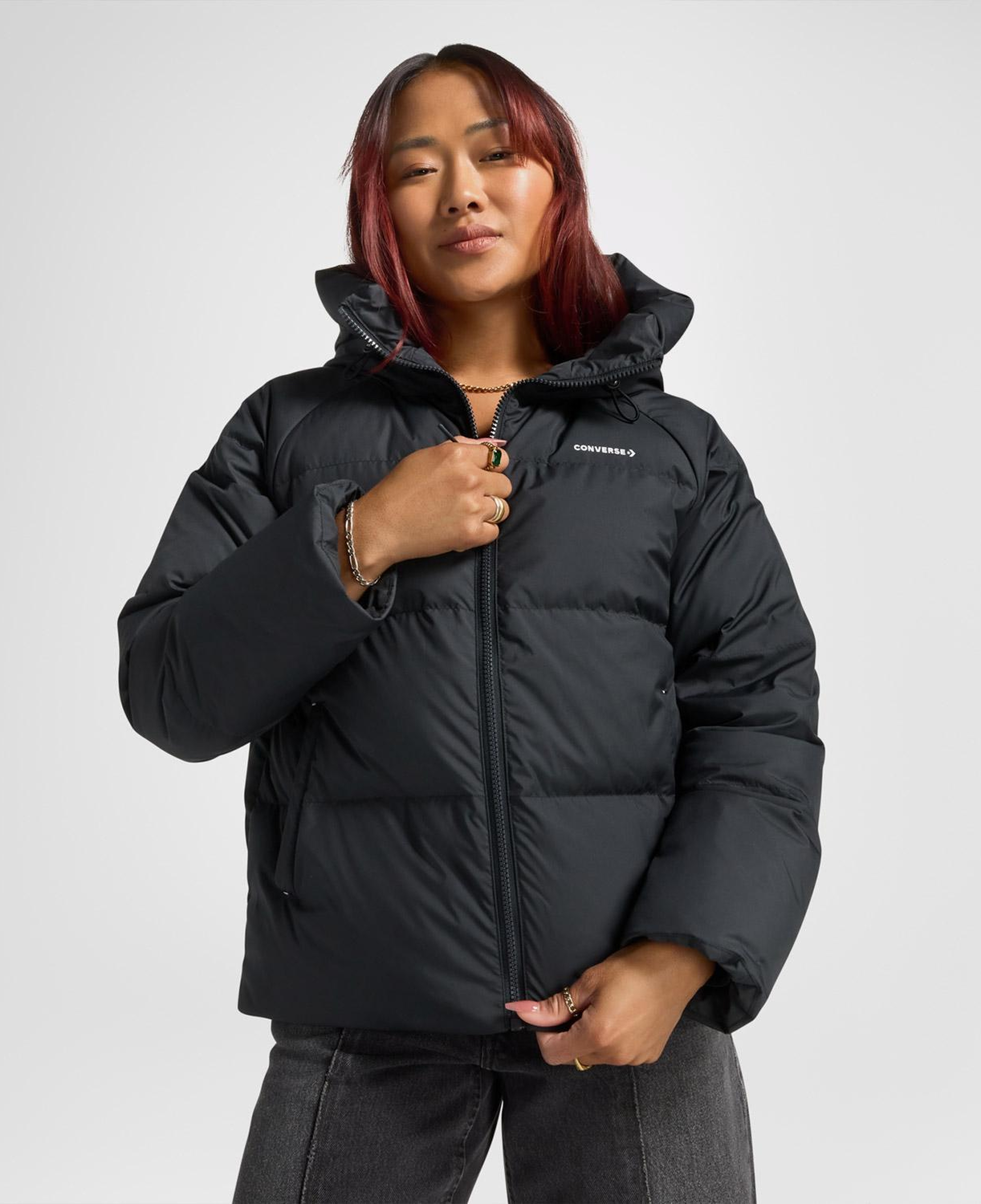 Converse Classic Kadın Kapüşonlu Siyah Ceket