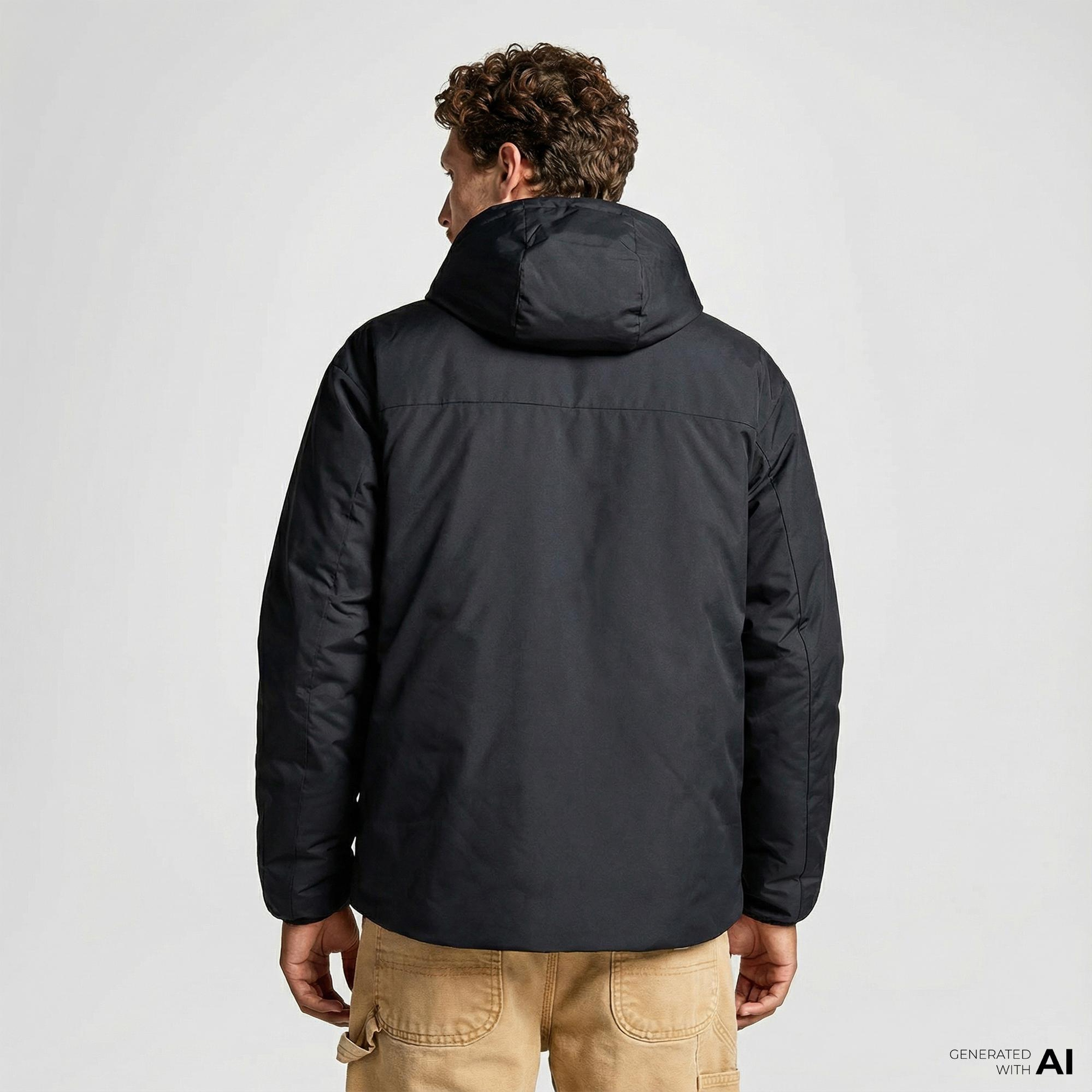 Converse Erkek Kapüşonlu Renk Bloklu Siyah Mont