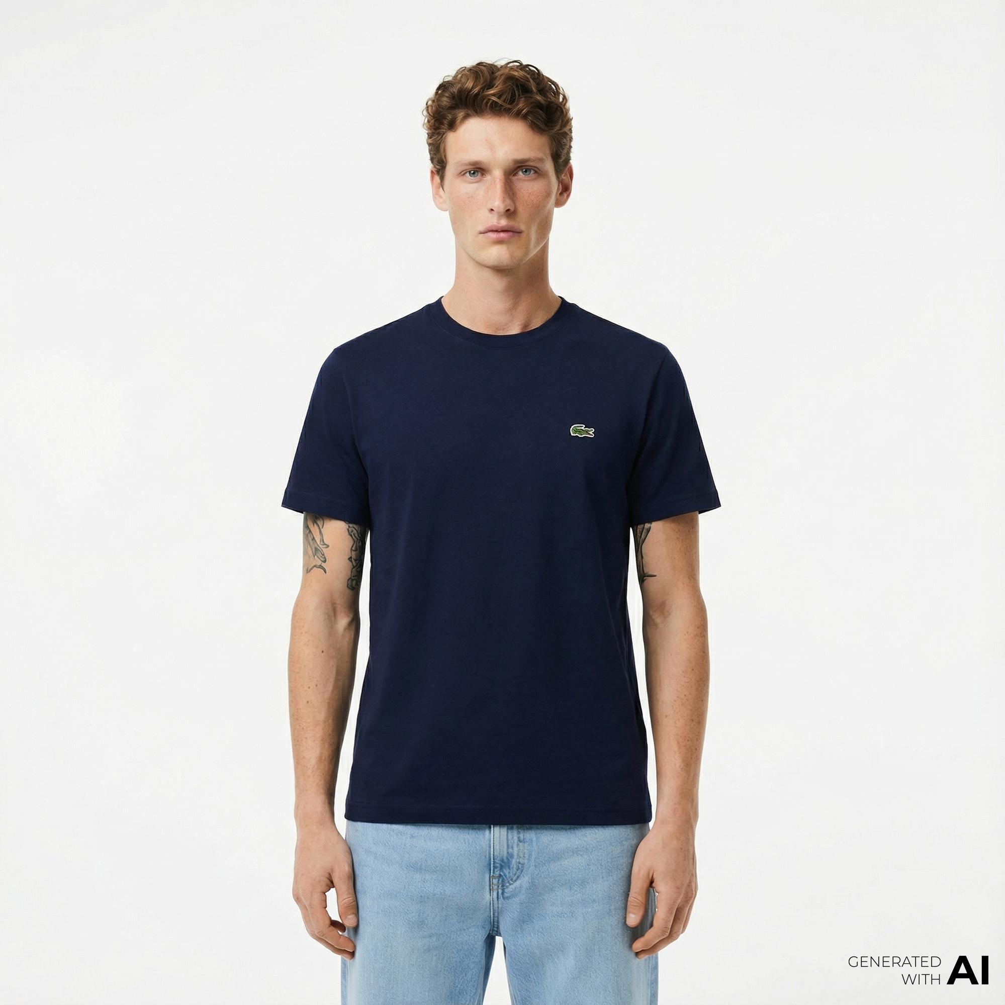 Lacoste Erkek Classic Fit Bisiklet Yaka Lacivert T-Shirt