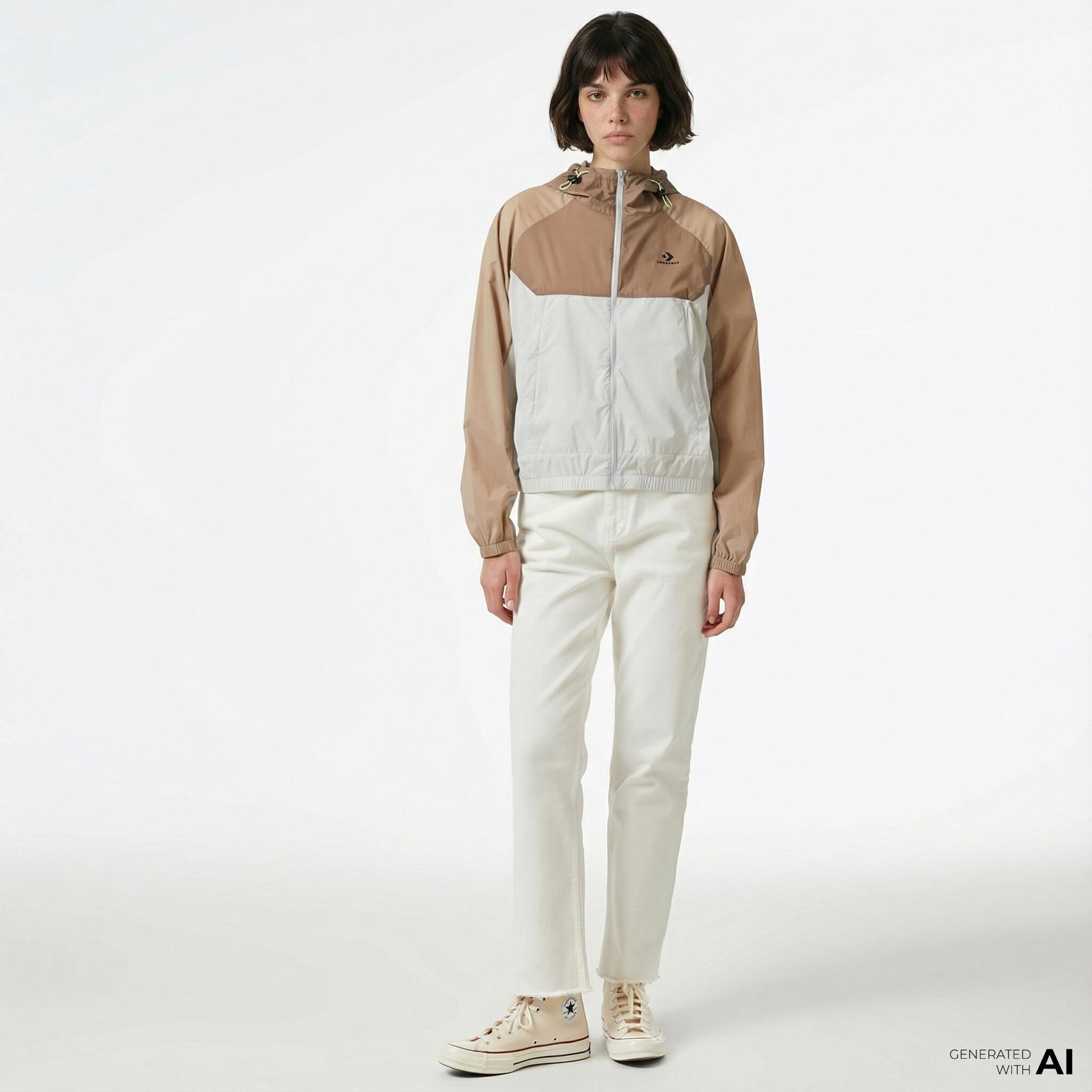 Converse Kadın Renk Bloklu Kahverengi Rüzgarlık