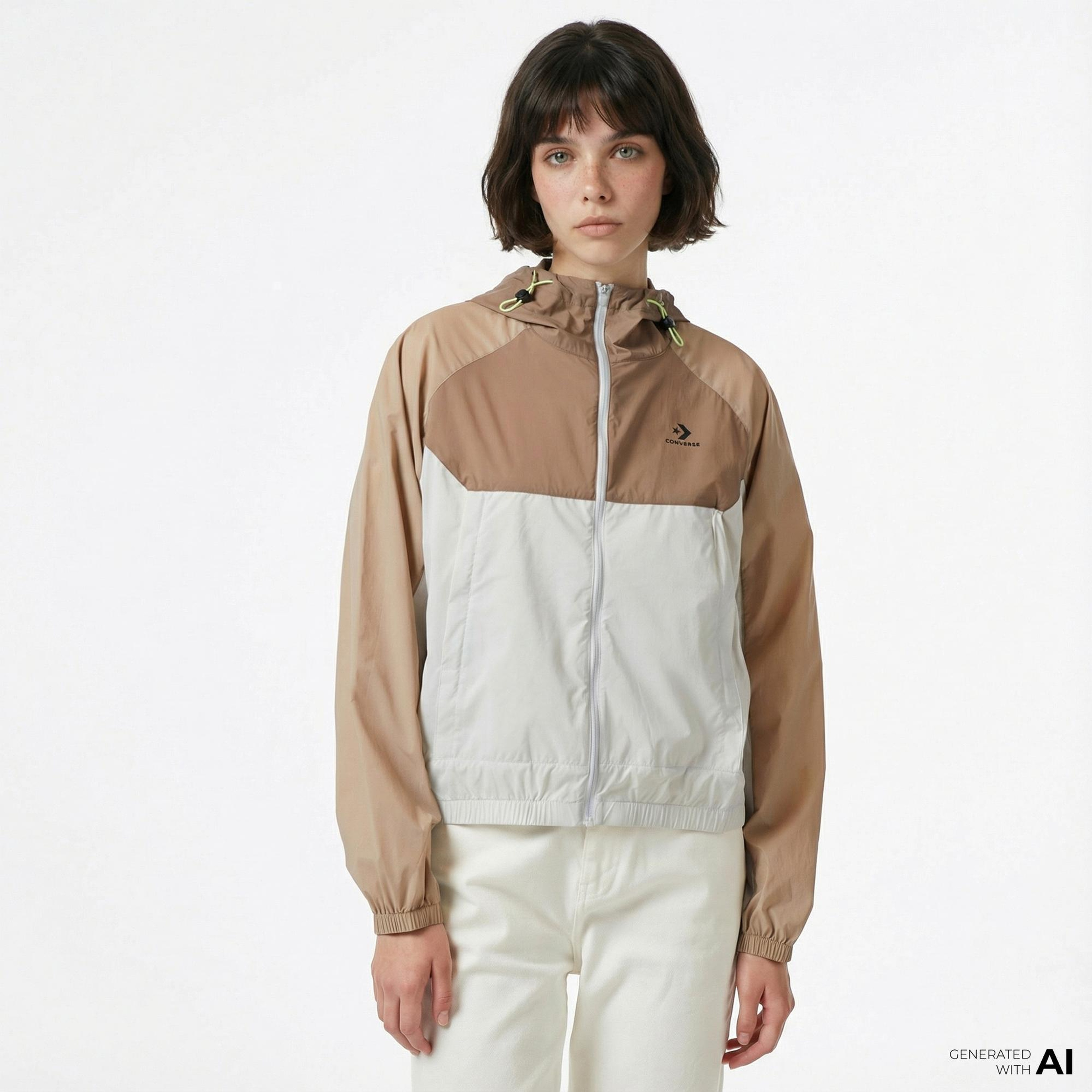 Converse Kadın Renk Bloklu Kahverengi Rüzgarlık