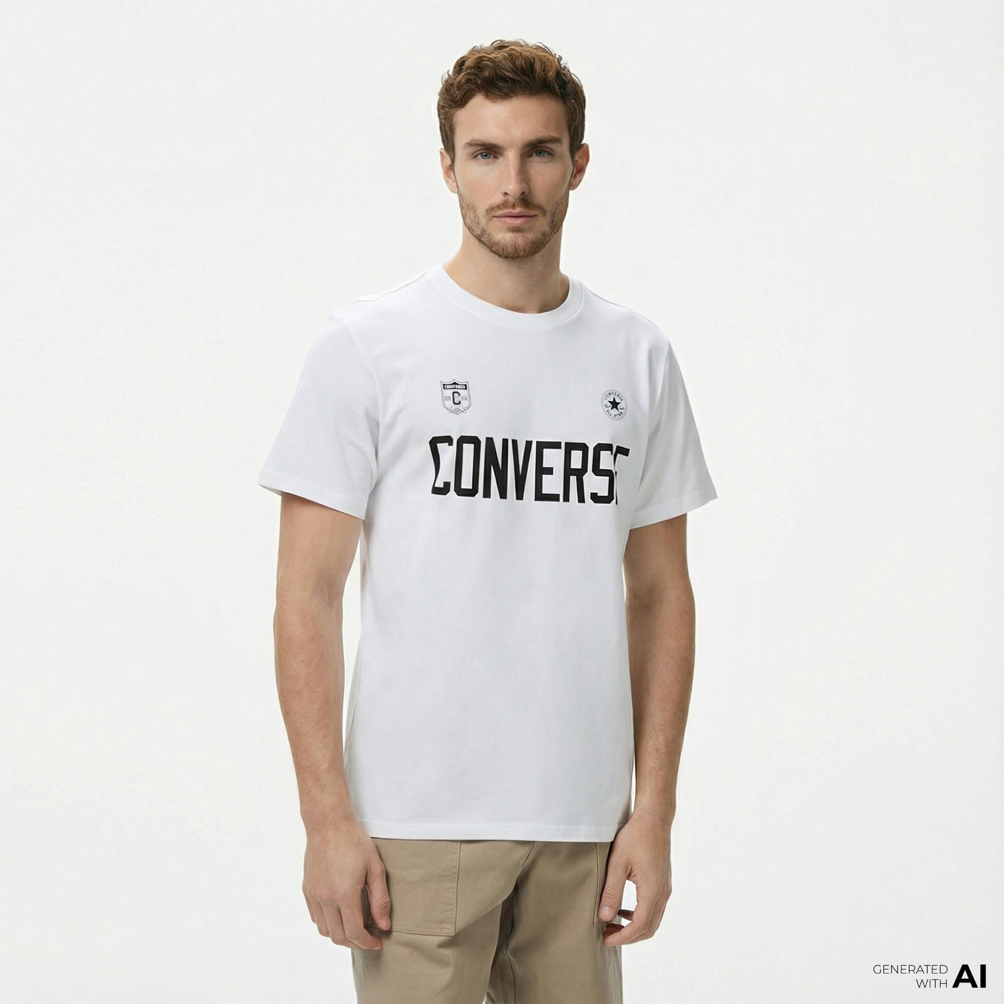 Converse Erkek Baskılı Beyaz T-Shirt
