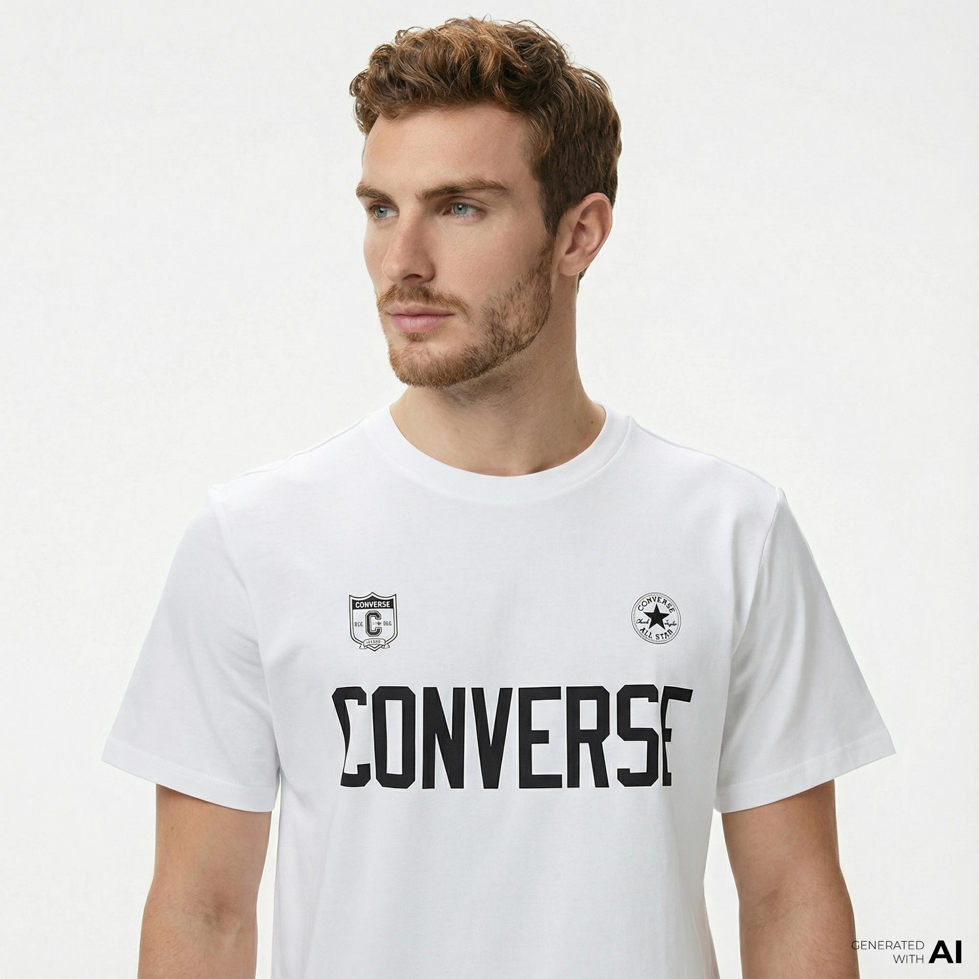 Converse Erkek Baskılı Beyaz T-Shirt