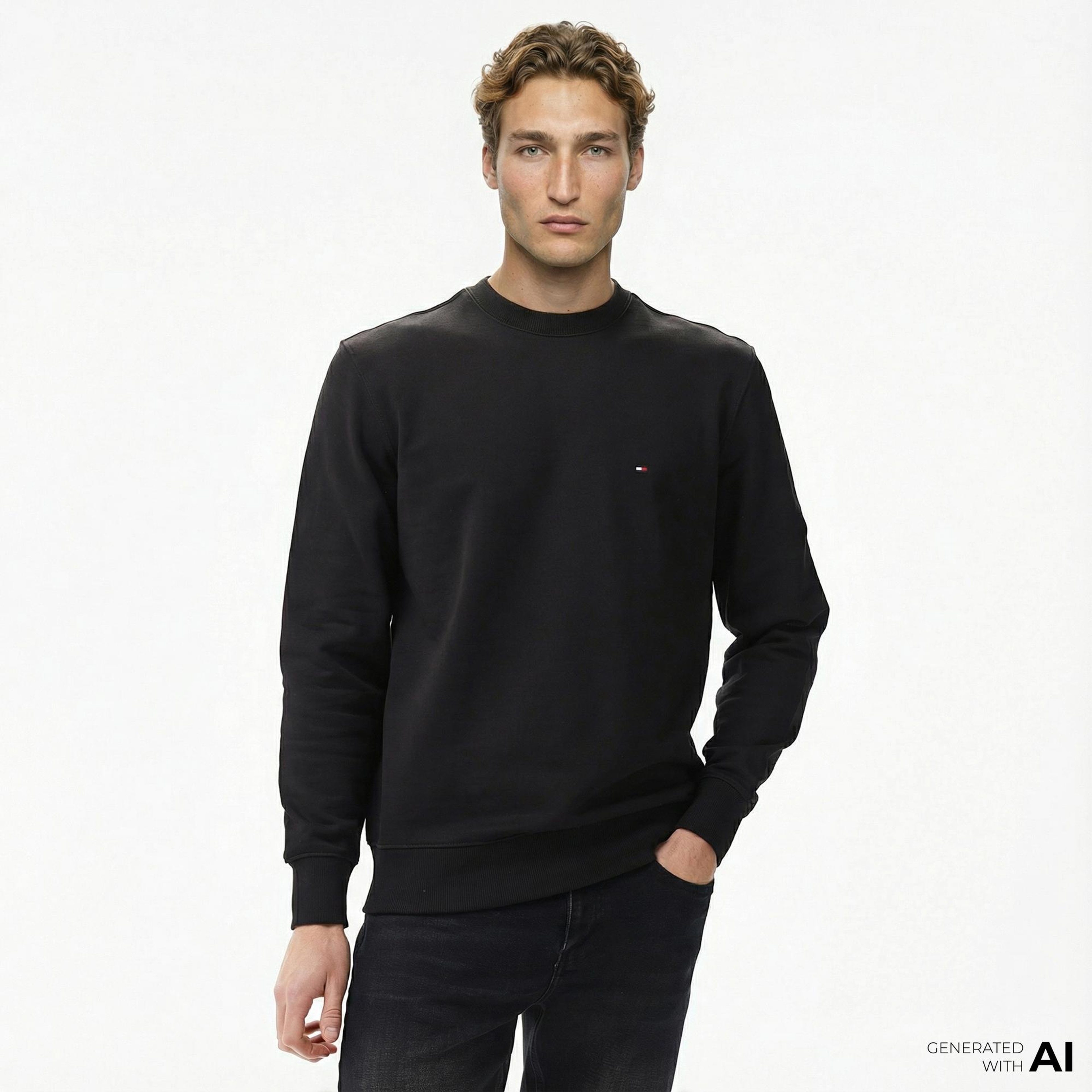 Tommy Hilfiger Core Essentials Erkek Siyah Sweatshirt