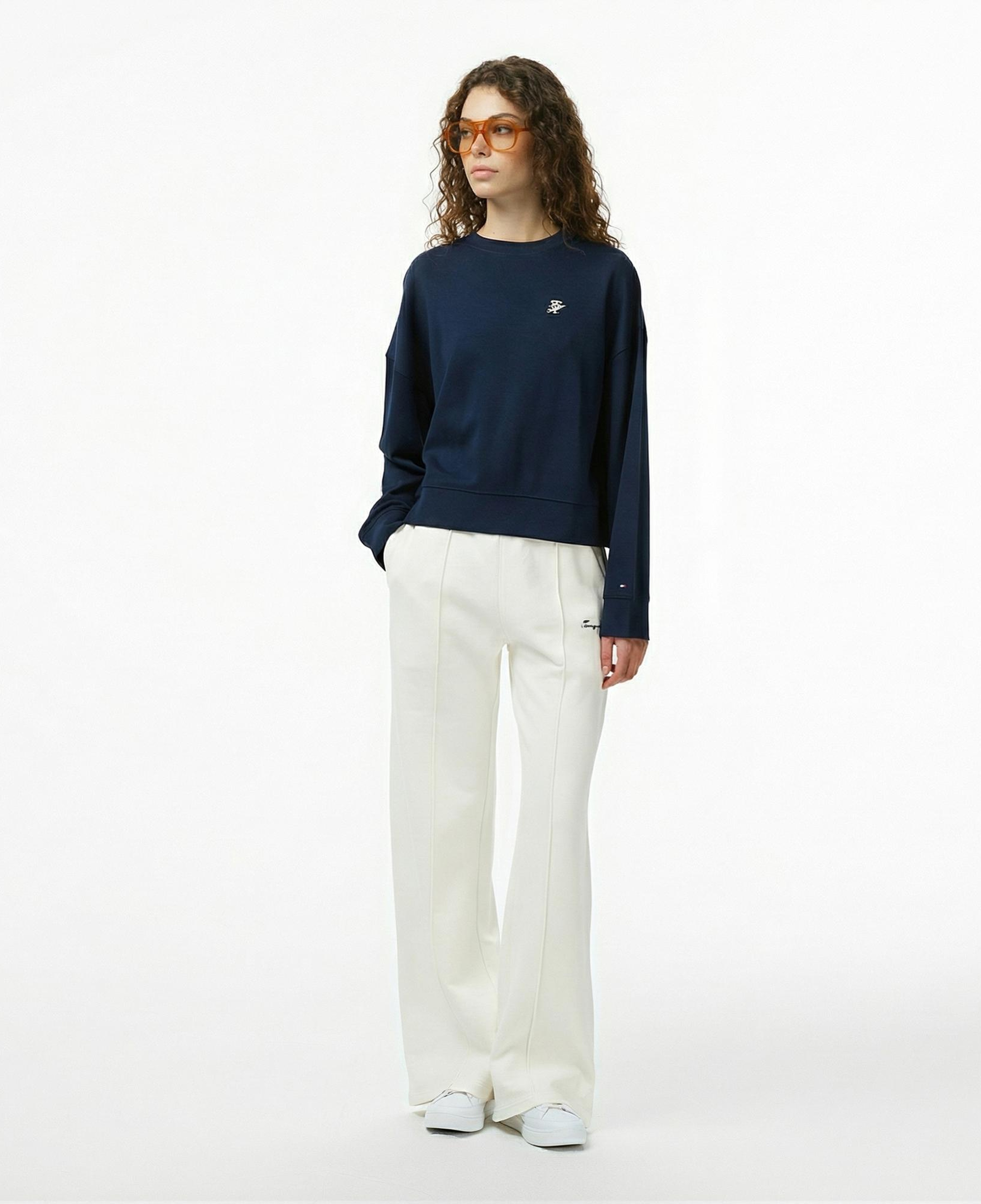 Tommy Hilfiger Script Pique Kadın Lacivert Hoodie