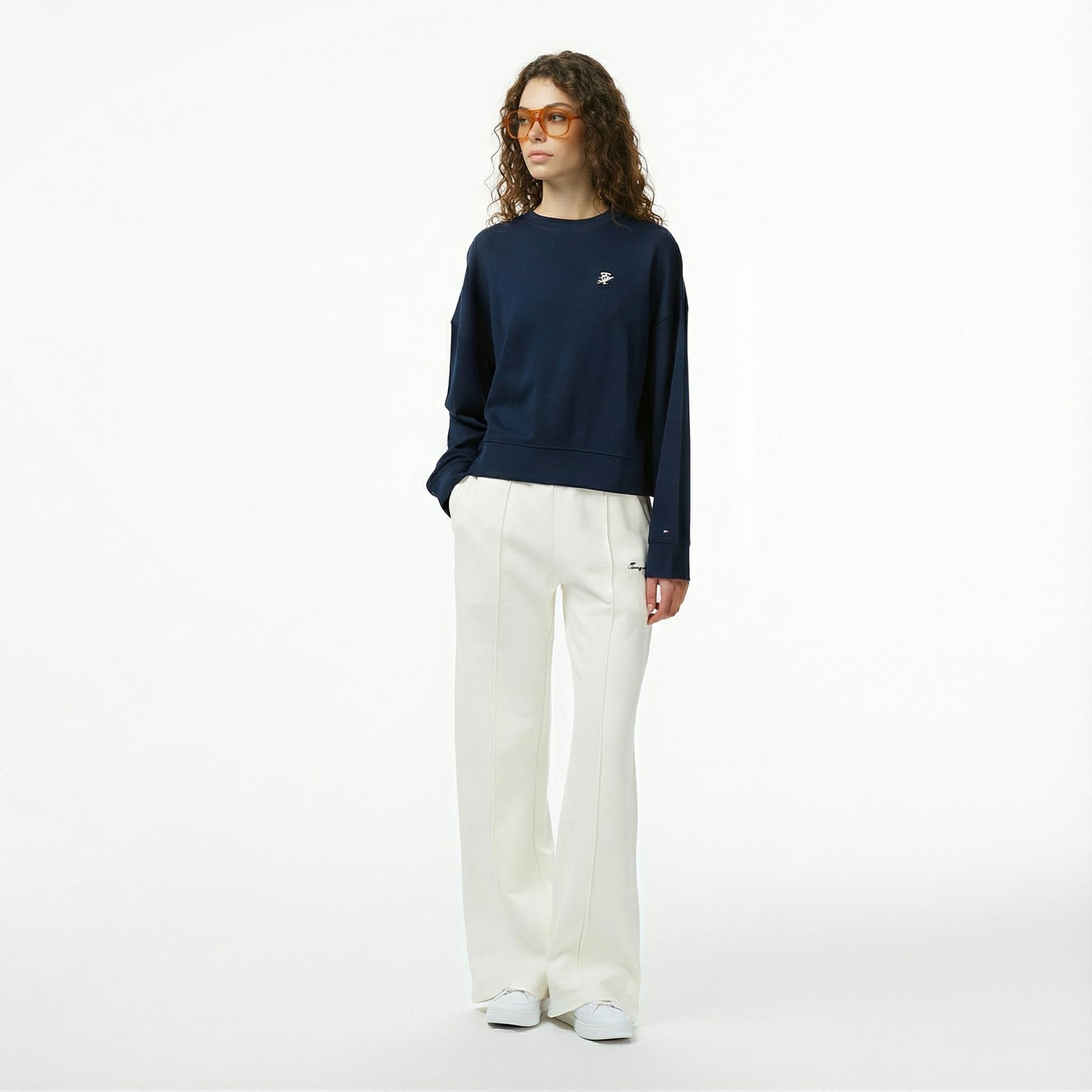 Tommy Hilfiger Script Pique Kadın Lacivert Hoodie