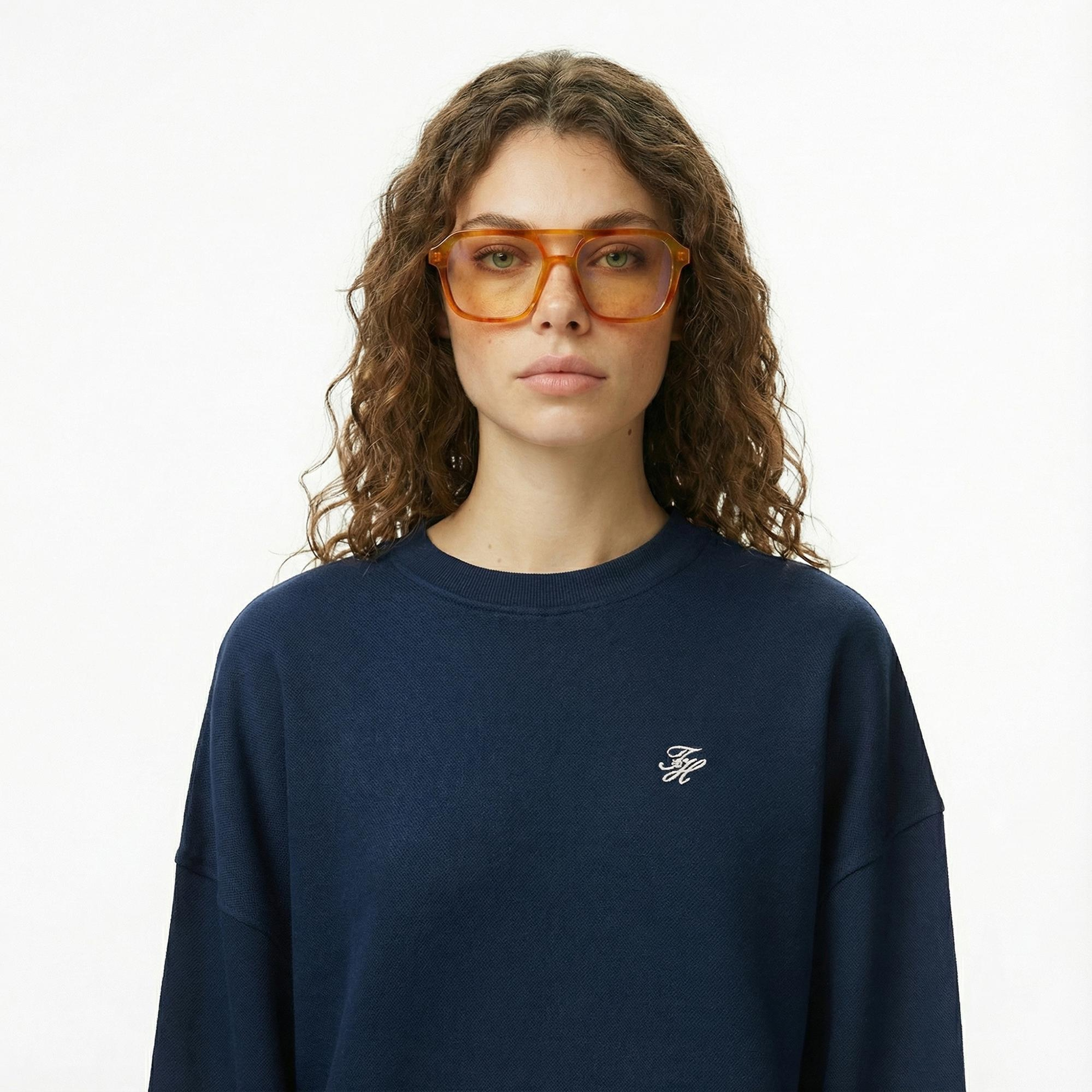 Tommy Hilfiger Script Pique Kadın Lacivert Hoodie