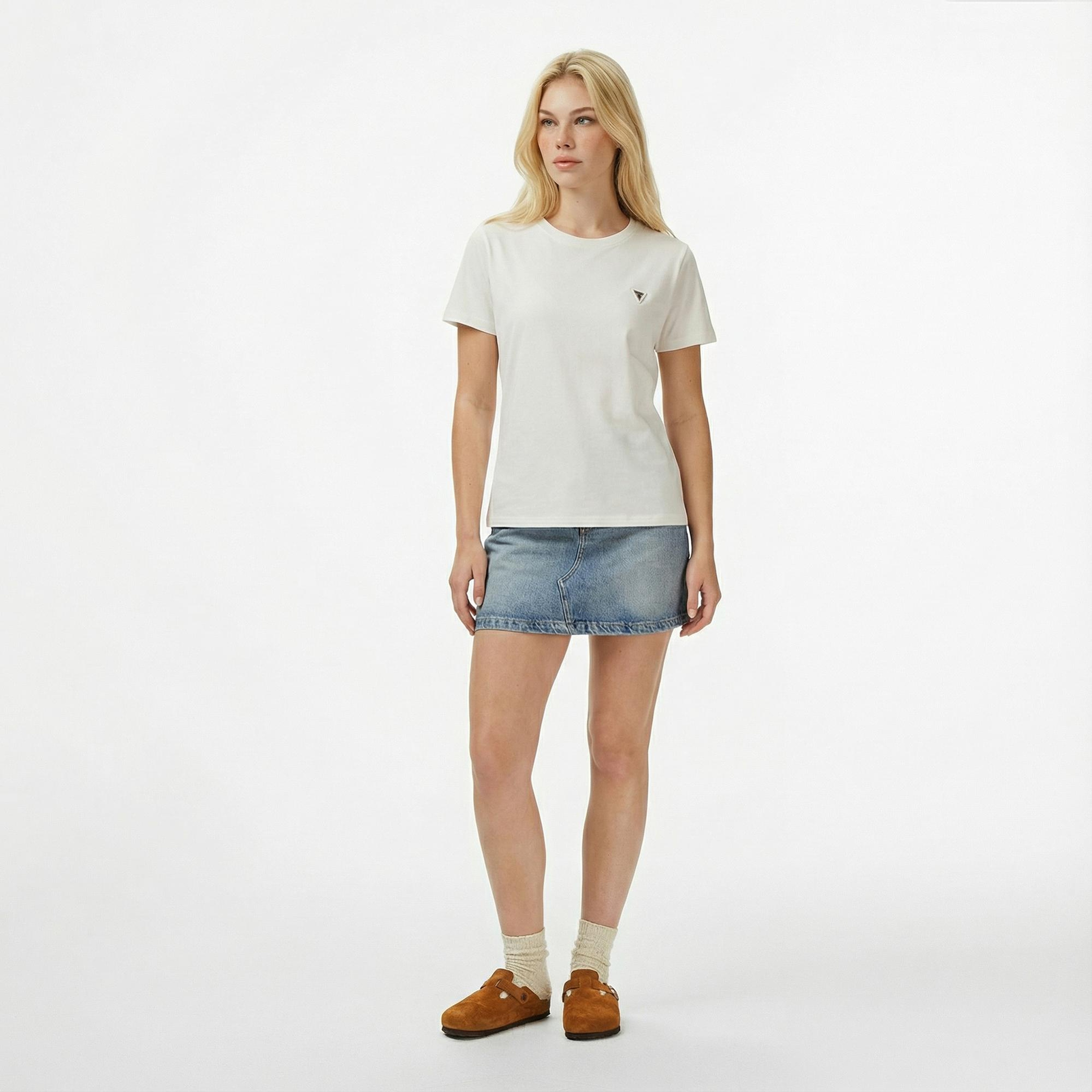 Guess Colette Oversize Fit Kadın Beyaz T-Shirt