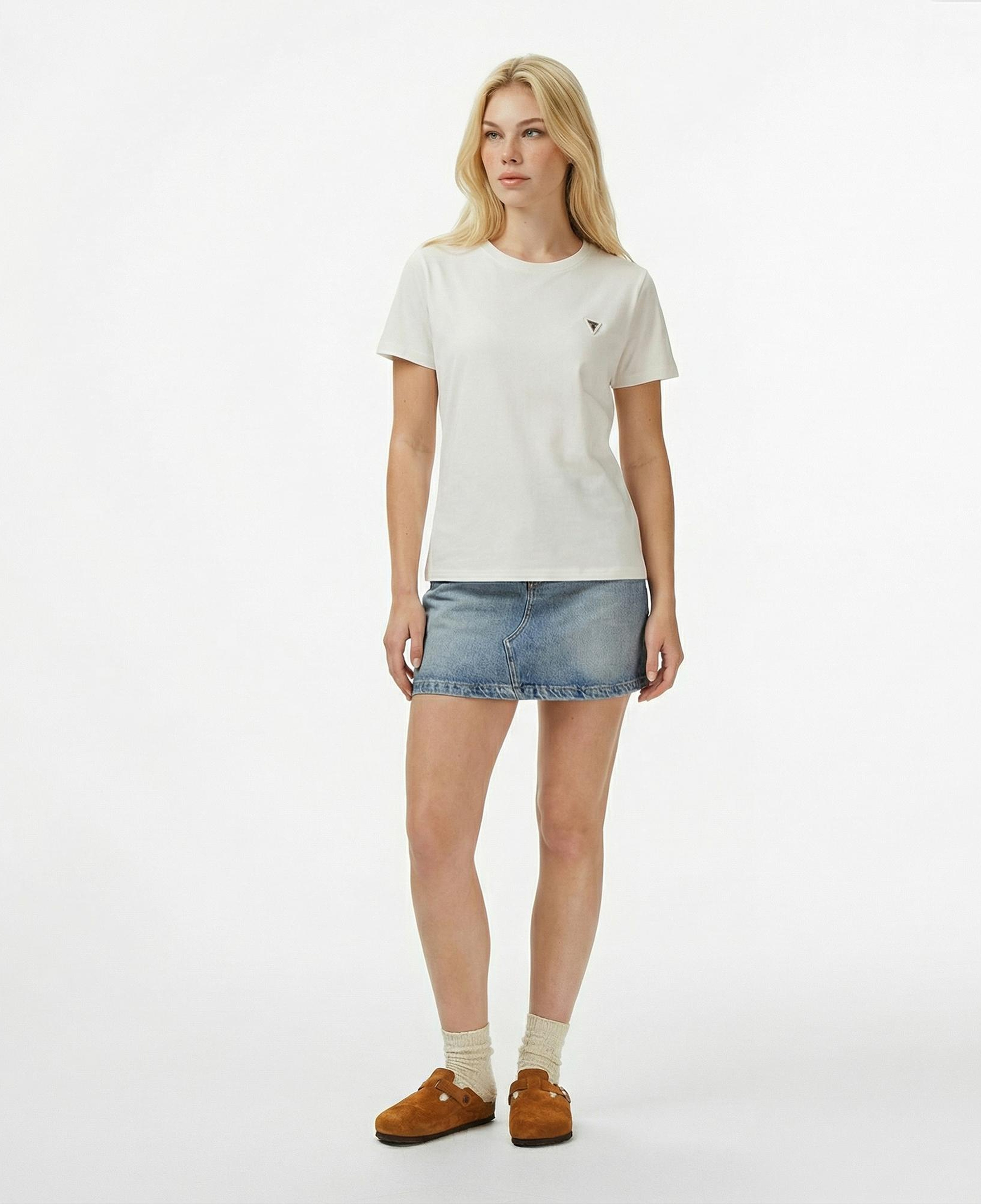 Guess Colette Oversize Fit Kadın Beyaz T-Shirt