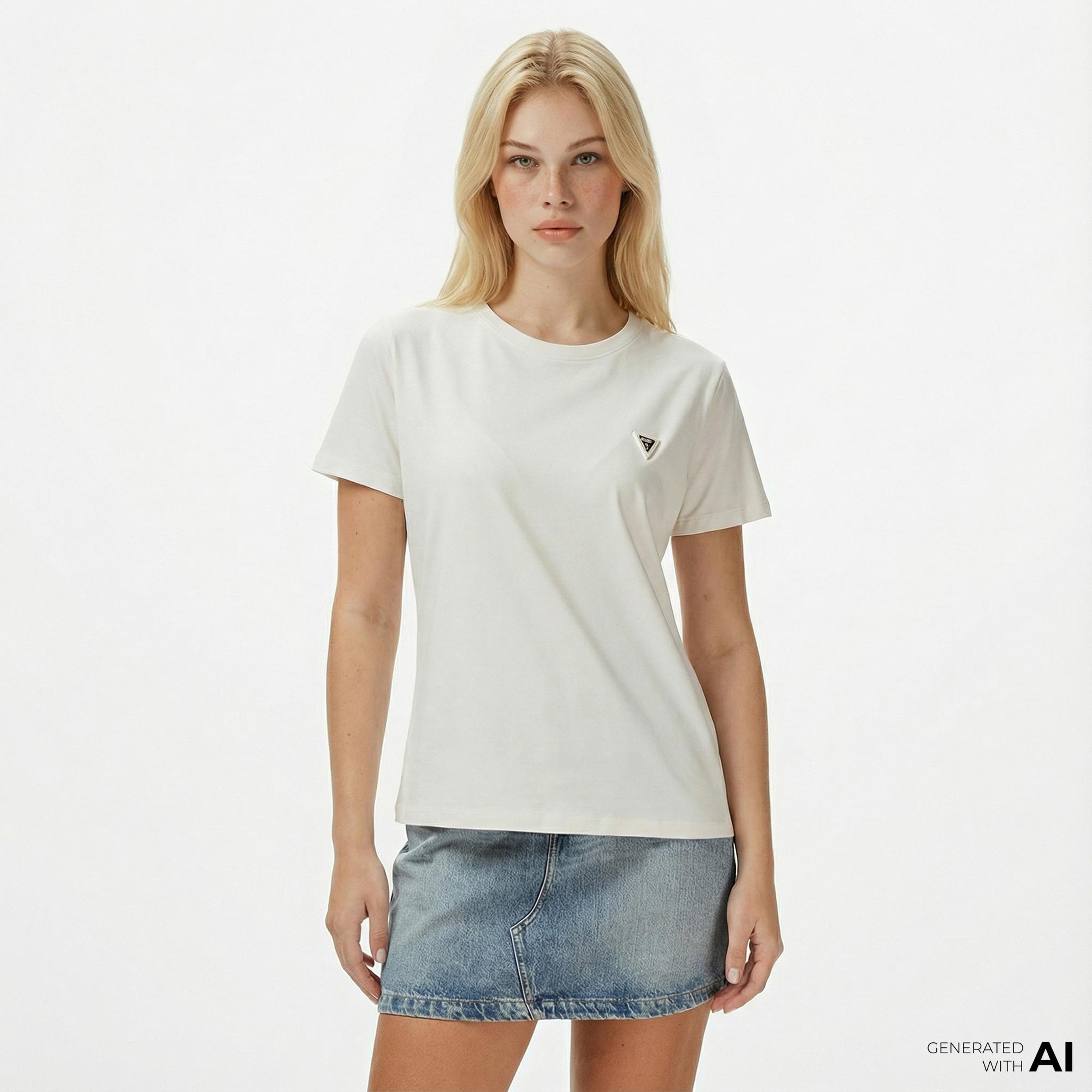 Guess Colette Oversize Fit Kadın Beyaz T-Shirt