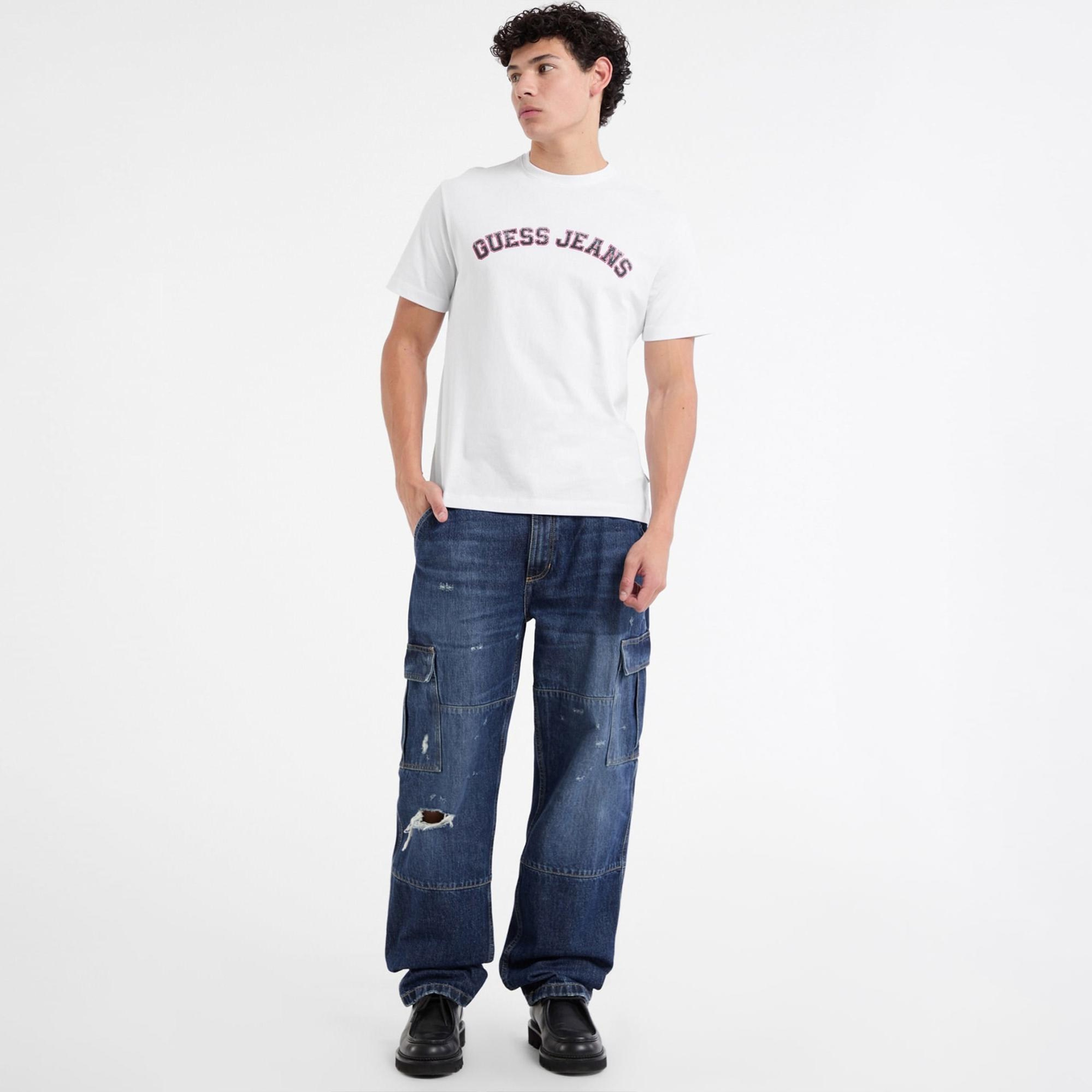 Guess Mid Organic Heavy Erkek Beyaz T-Shirt