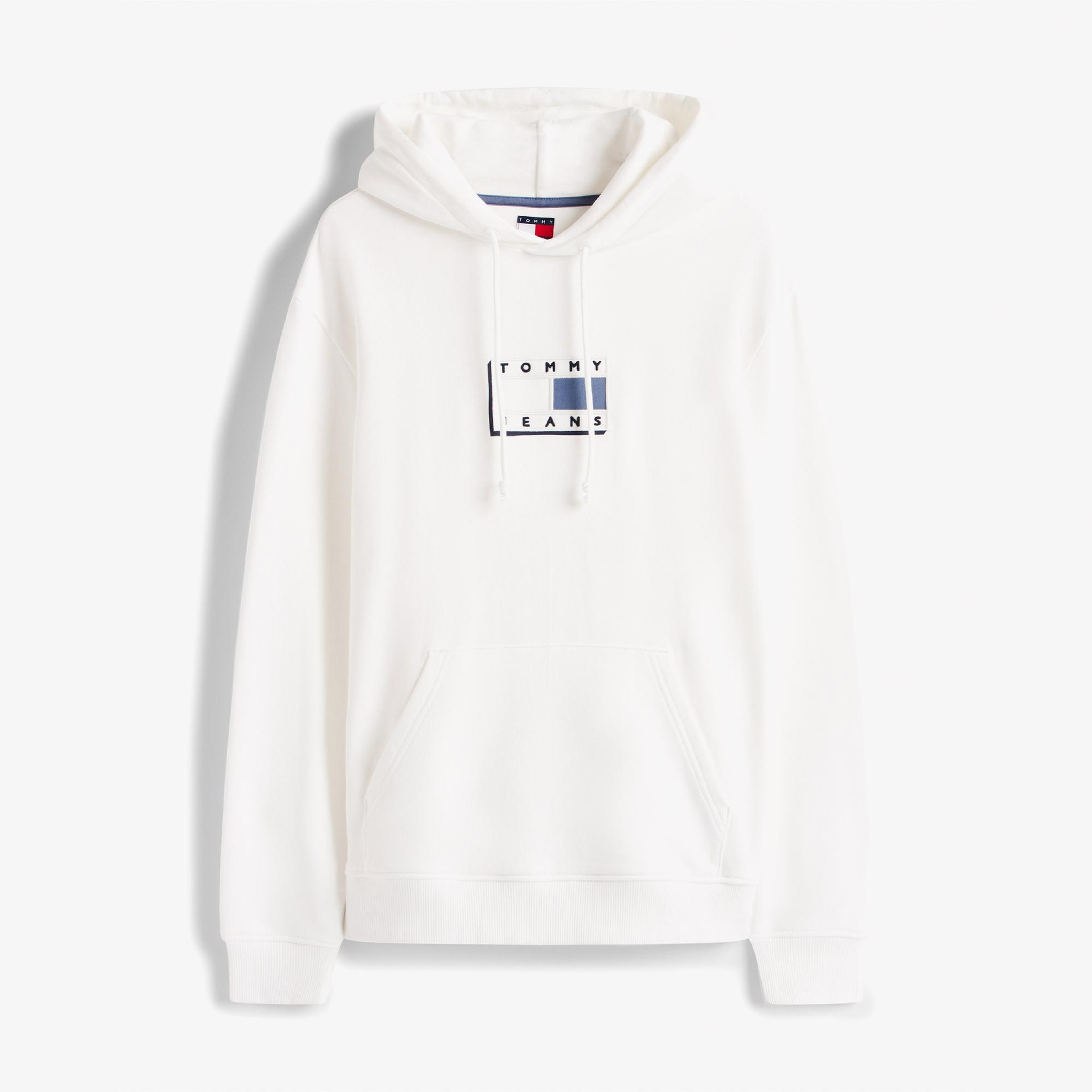 Tommy Jeans Regular Pop Flag Erkek Beyaz Hoodie