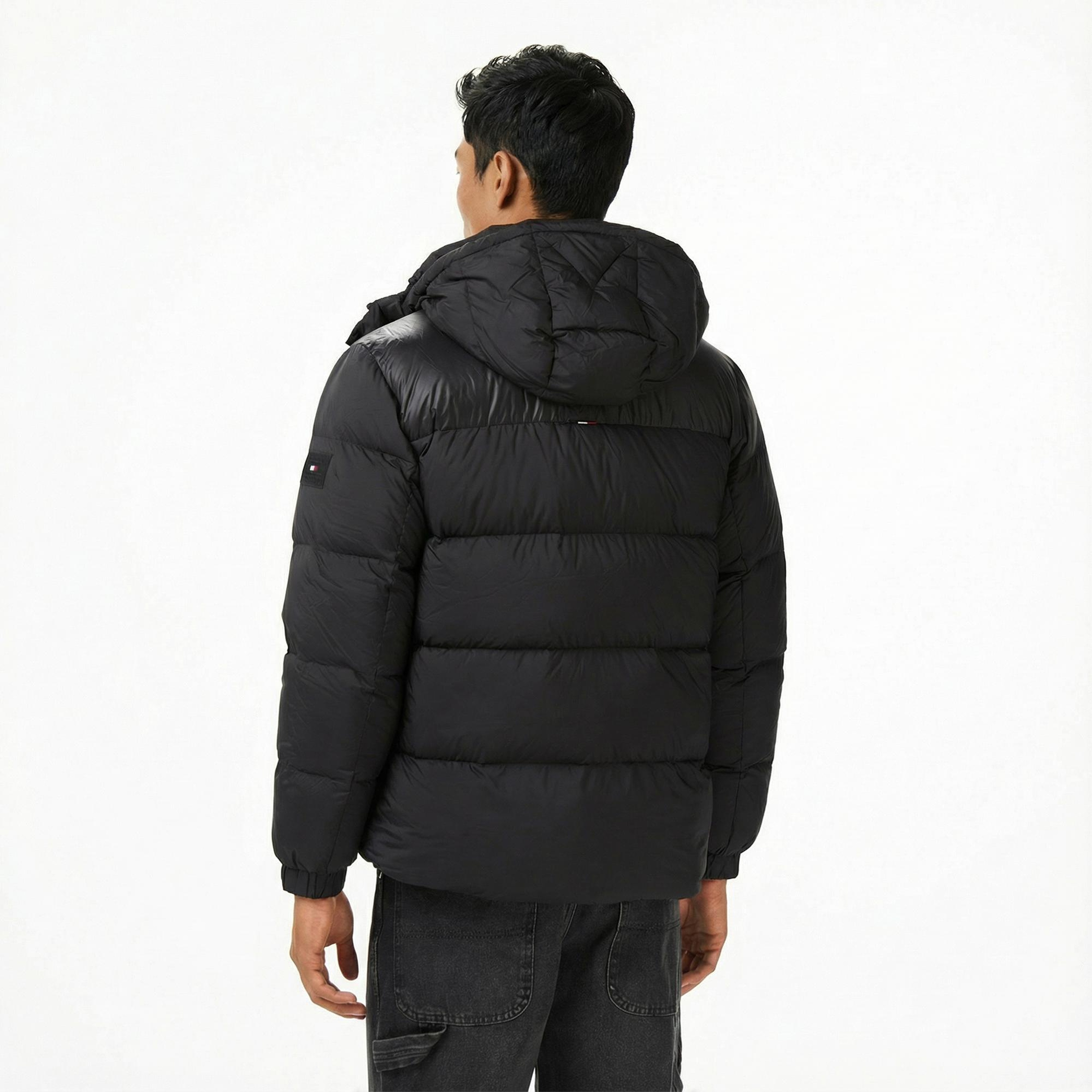 Tommy Hilfiger Mix Down Erkek Siyah Puffer Mont