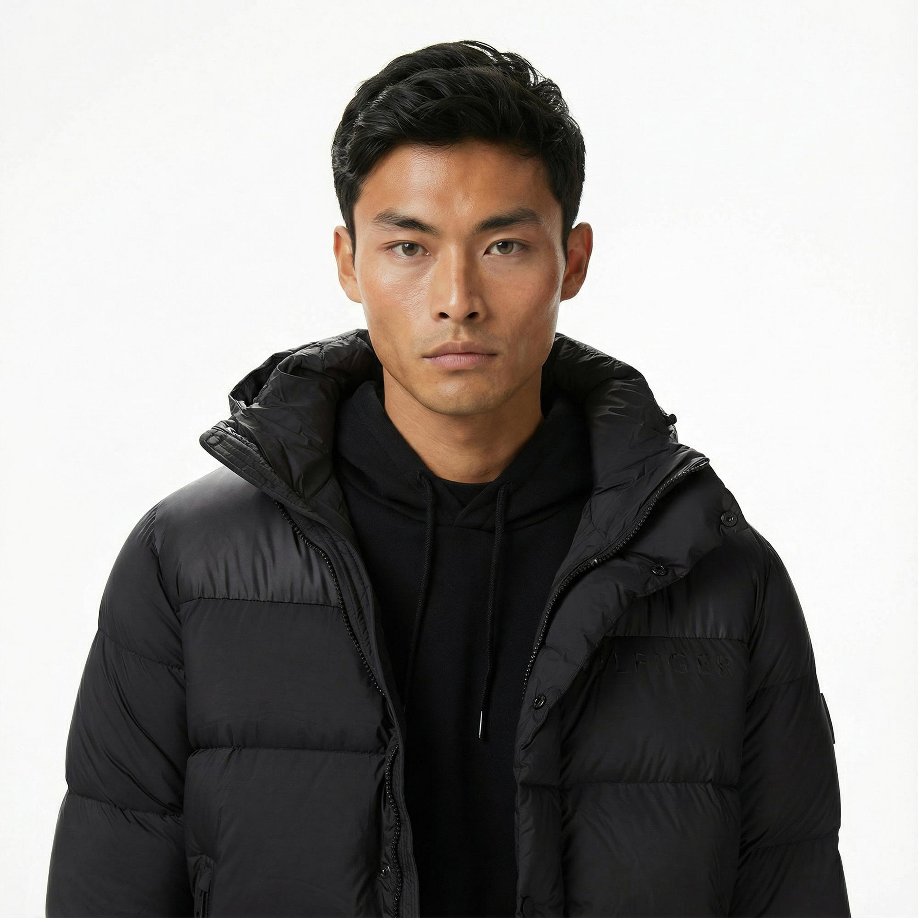 Tommy Hilfiger Mix Down Erkek Siyah Puffer Mont