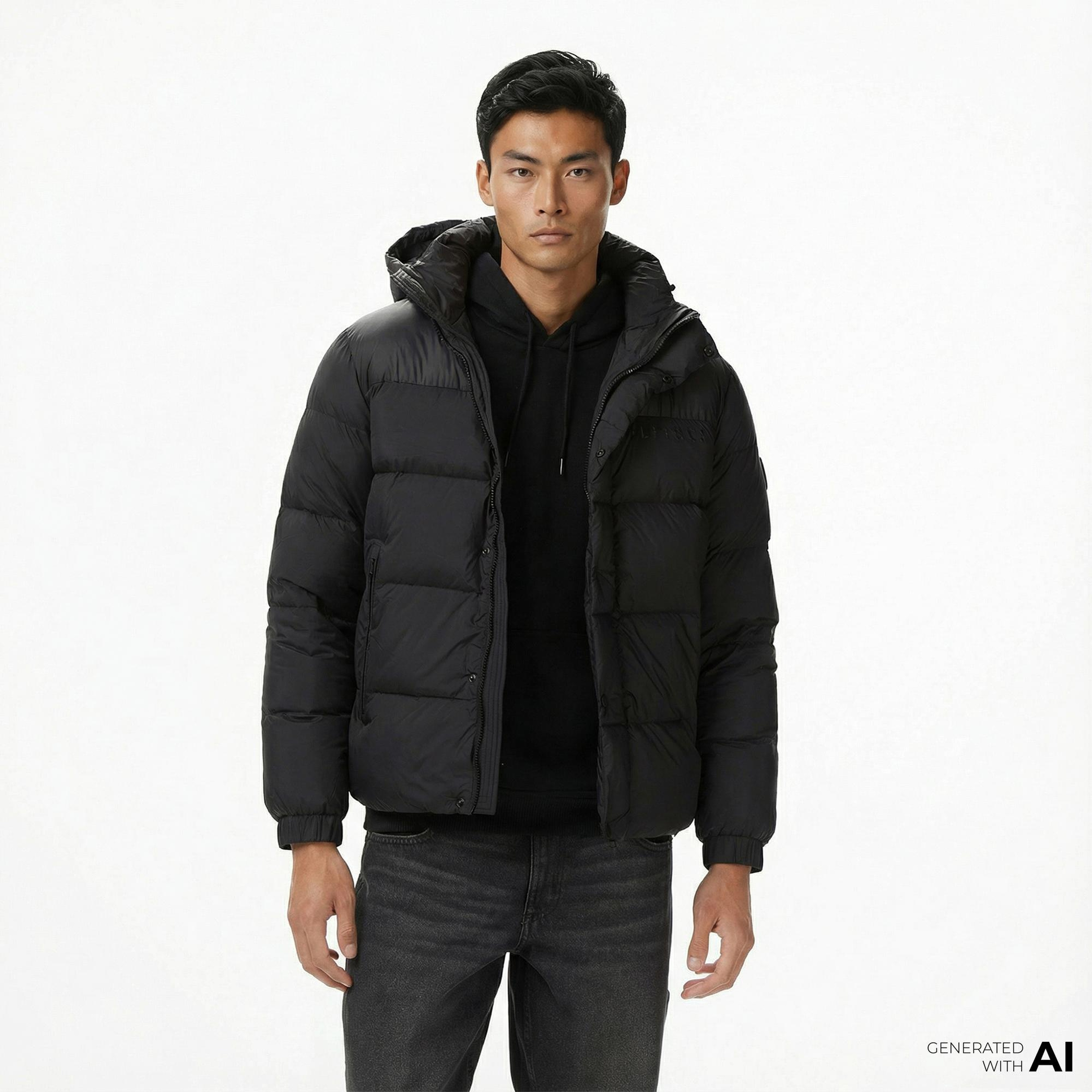 Tommy Hilfiger Mix Down Erkek Siyah Puffer Mont