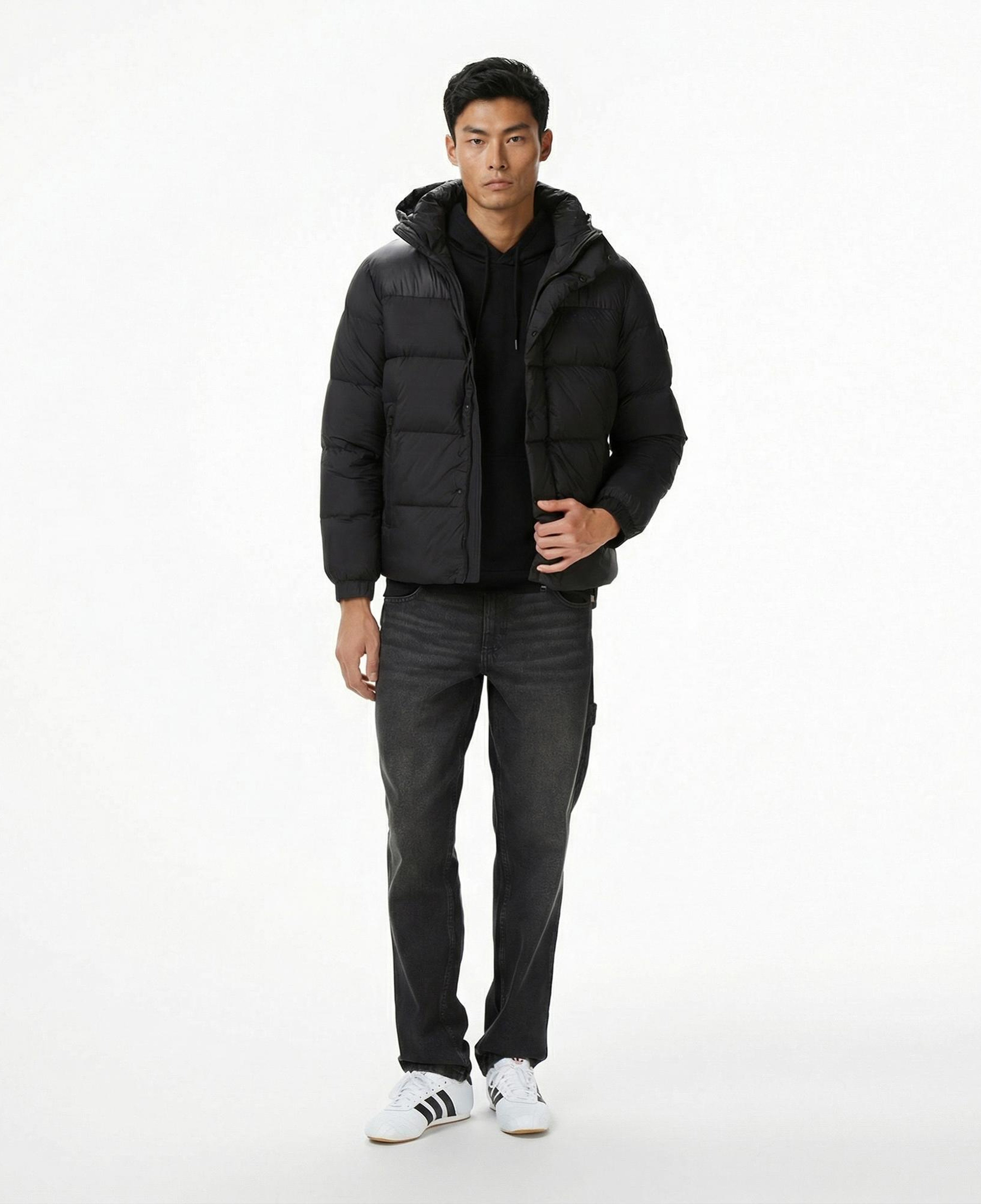 Tommy Hilfiger Mix Down Erkek Siyah Puffer Mont