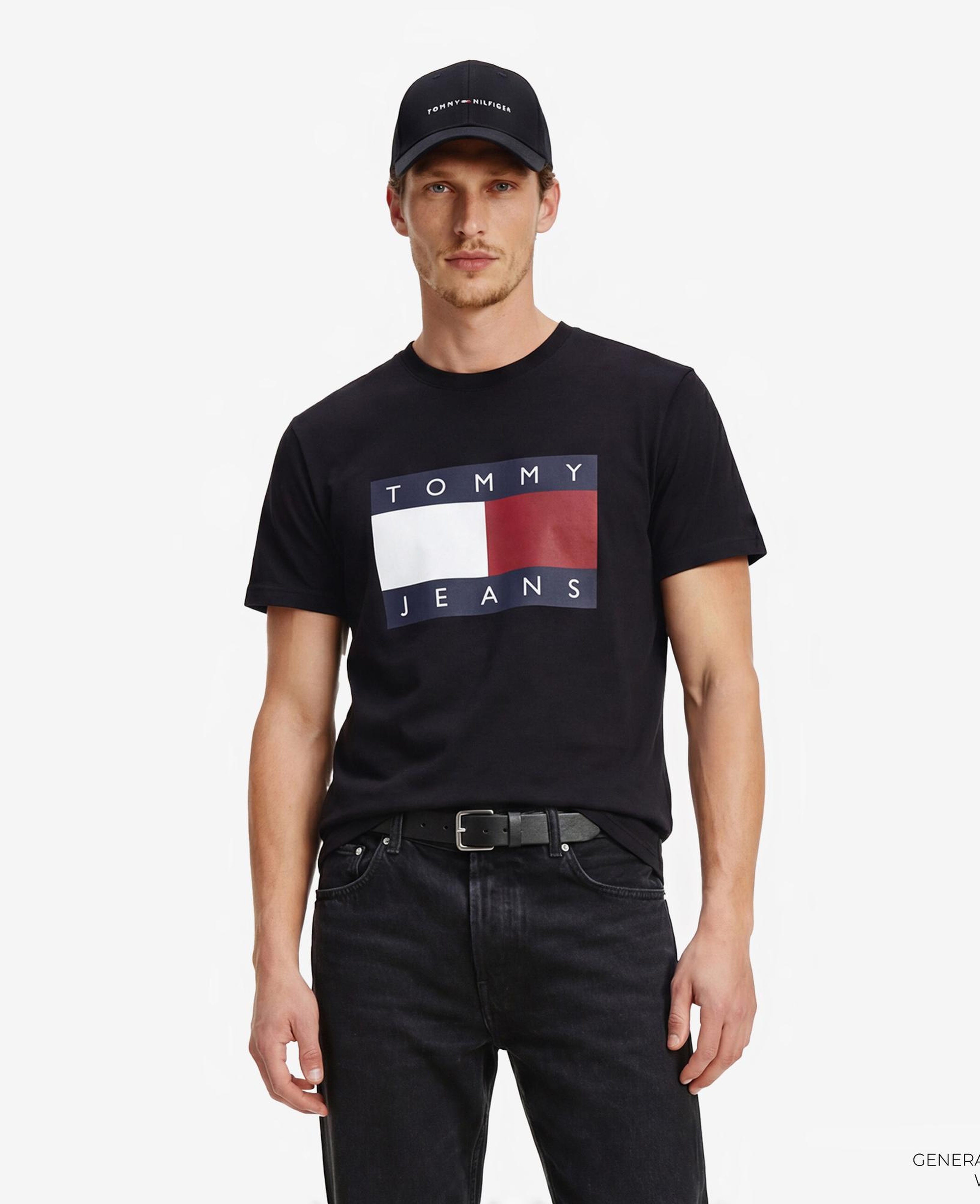 Tommy Hilfiger Flag Erkek Siyah T-Shirt