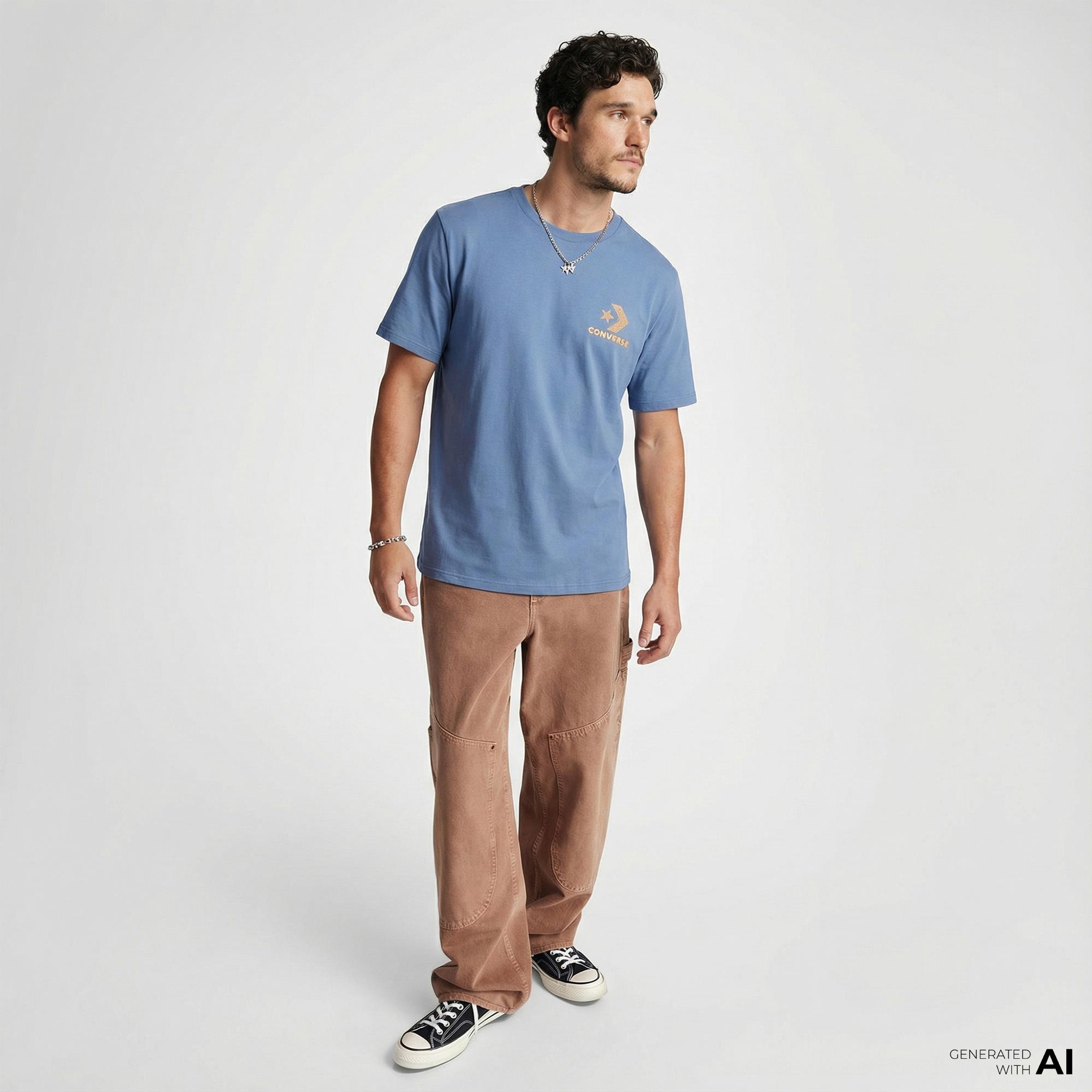 Converse Erkek Grafik Baskılı Mavi T-Shirt