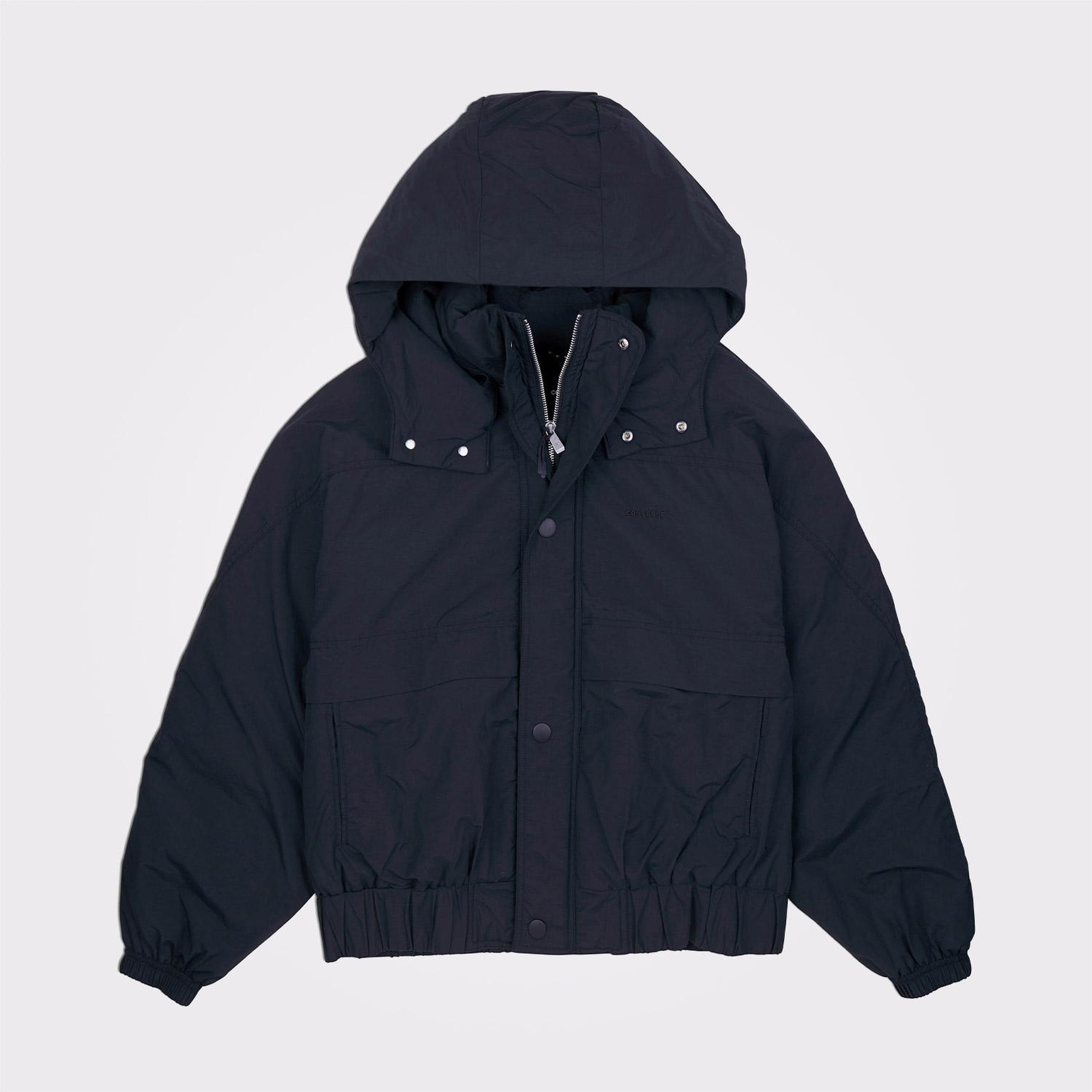 Converse Kadın Kapüşonlu Renk Bloklu Siyah Mont