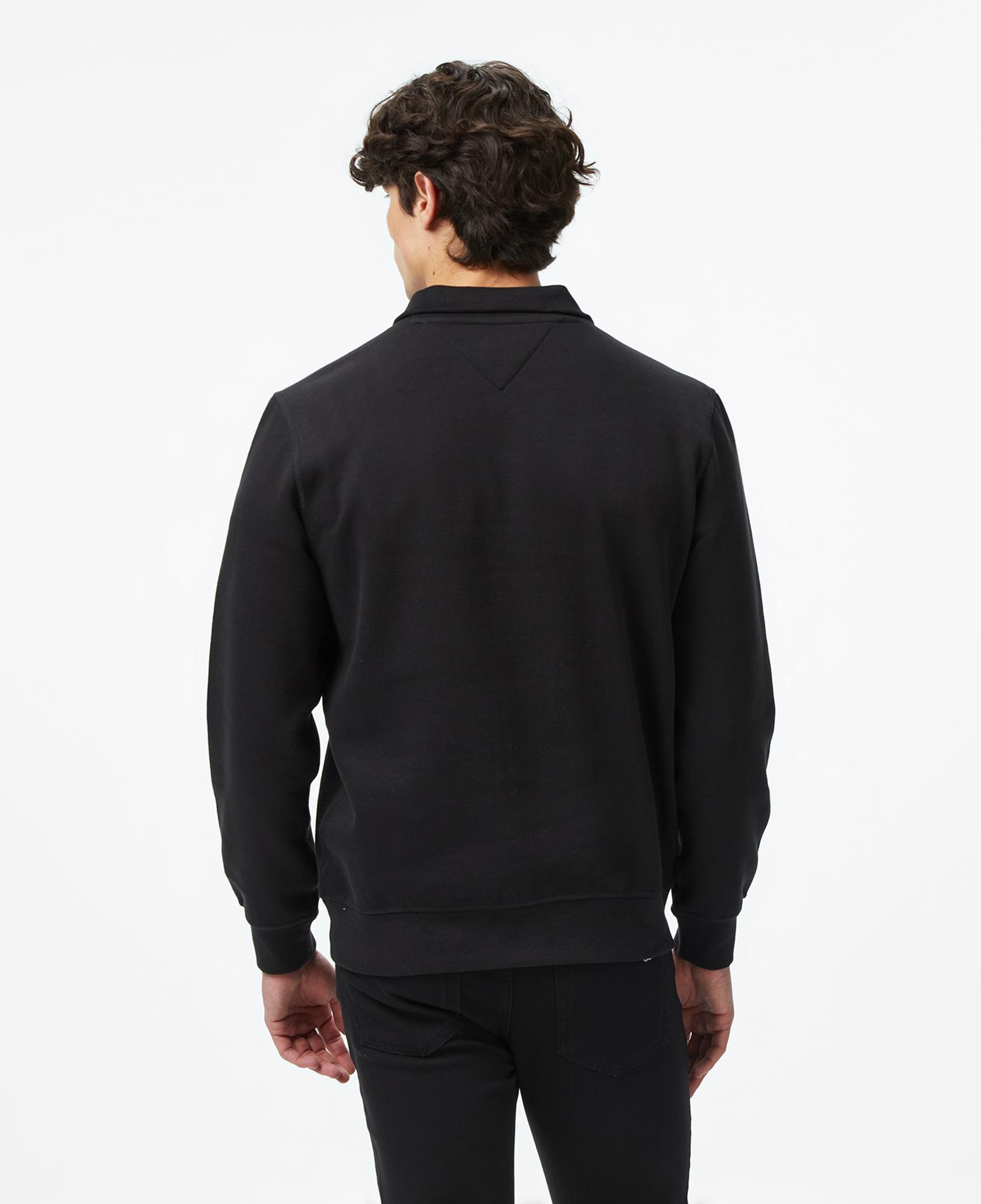 Tommy Hilfiger Essential Fleece 1/4 Erkek Yarım Fermuarlı Siyah Sweatshirt