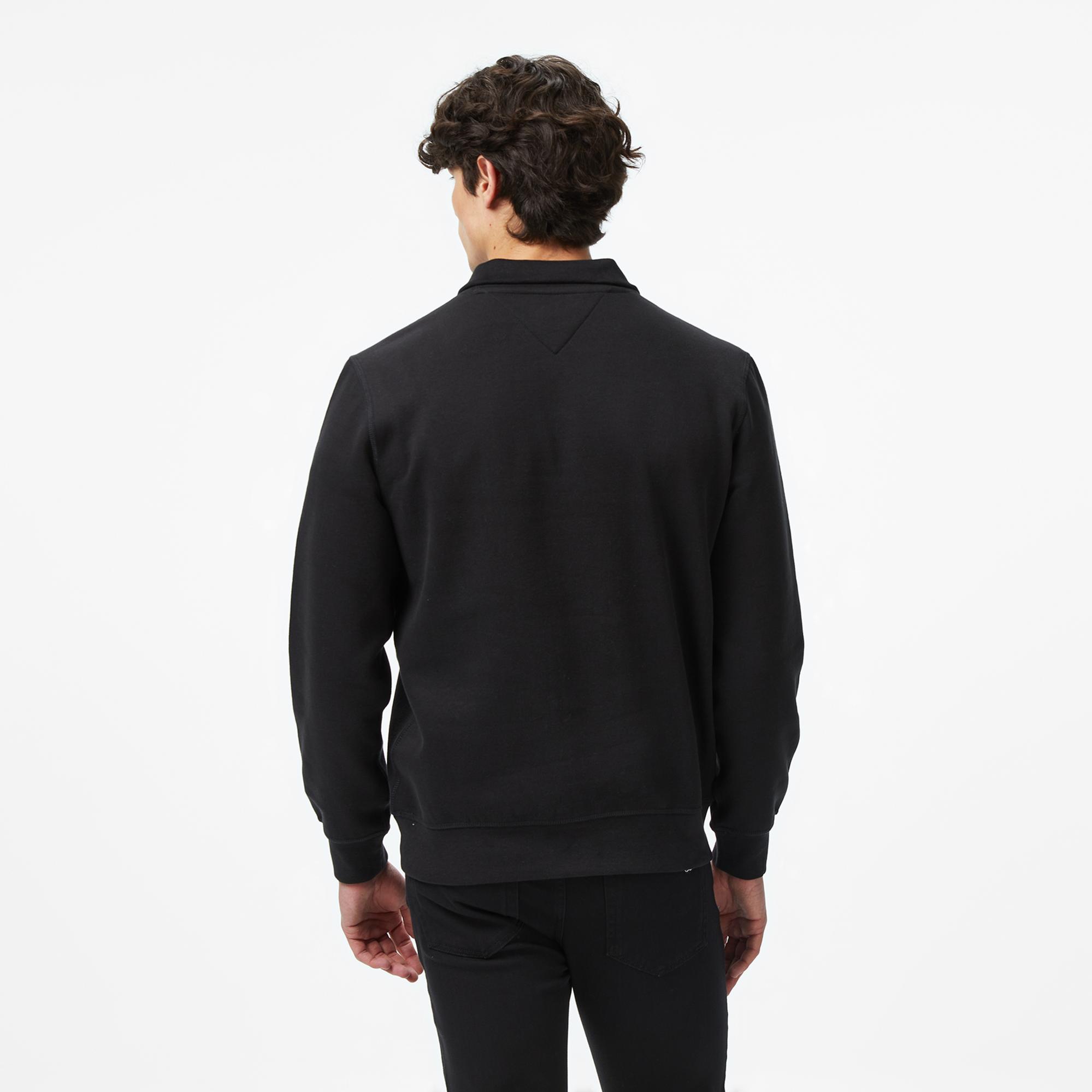 Tommy Hilfiger Essential Fleece 1/4 Erkek Yarım Fermuarlı Siyah Sweatshirt