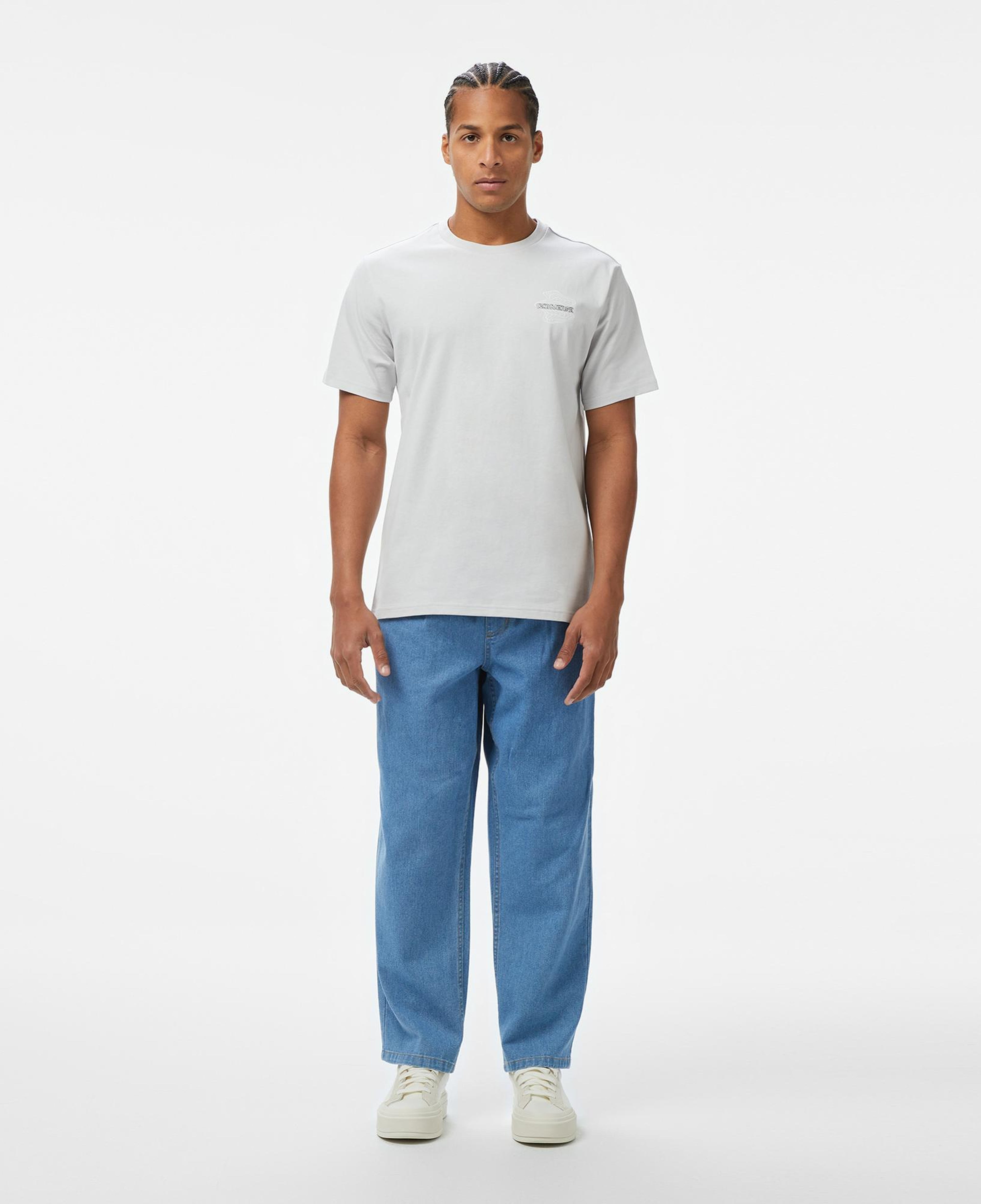 Converse Erkek Loose Fit Grafik Baskılı Gri T-Shirt