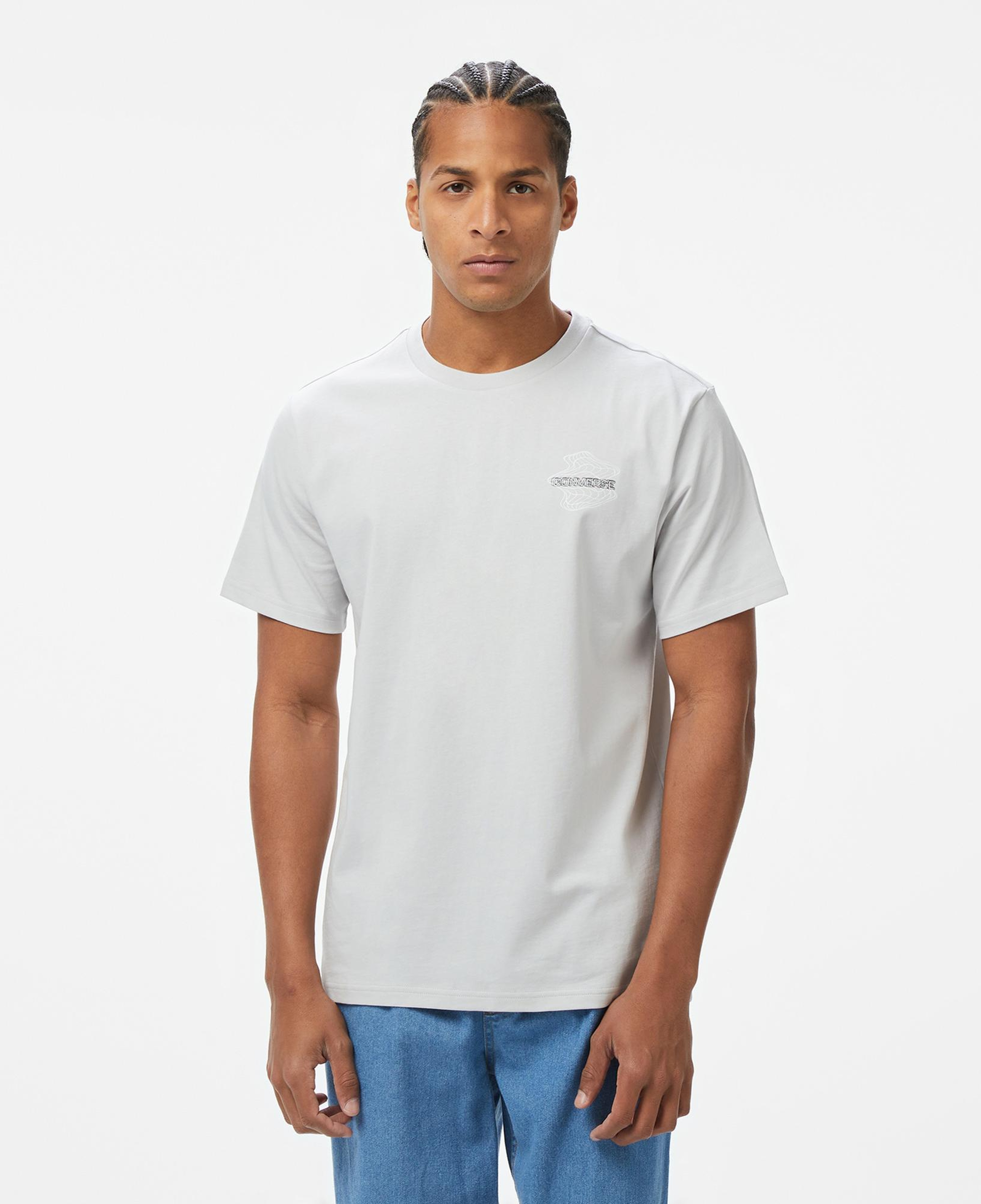 Converse Erkek Loose Fit Grafik Baskılı Gri T-Shirt