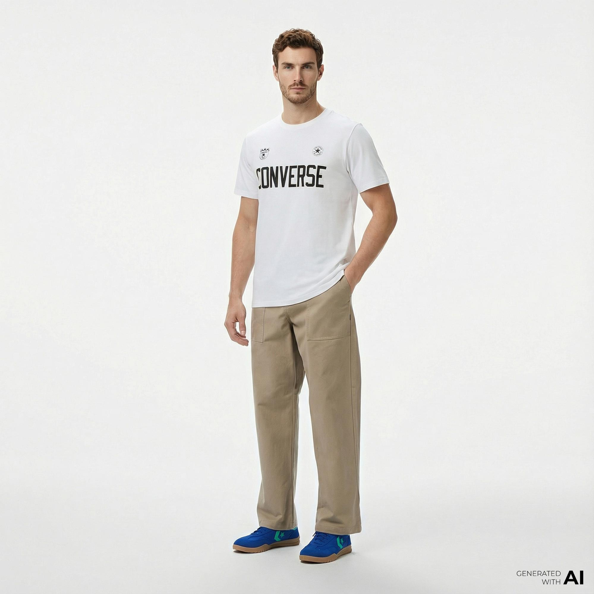 Converse Erkek Baskılı Beyaz T-Shirt