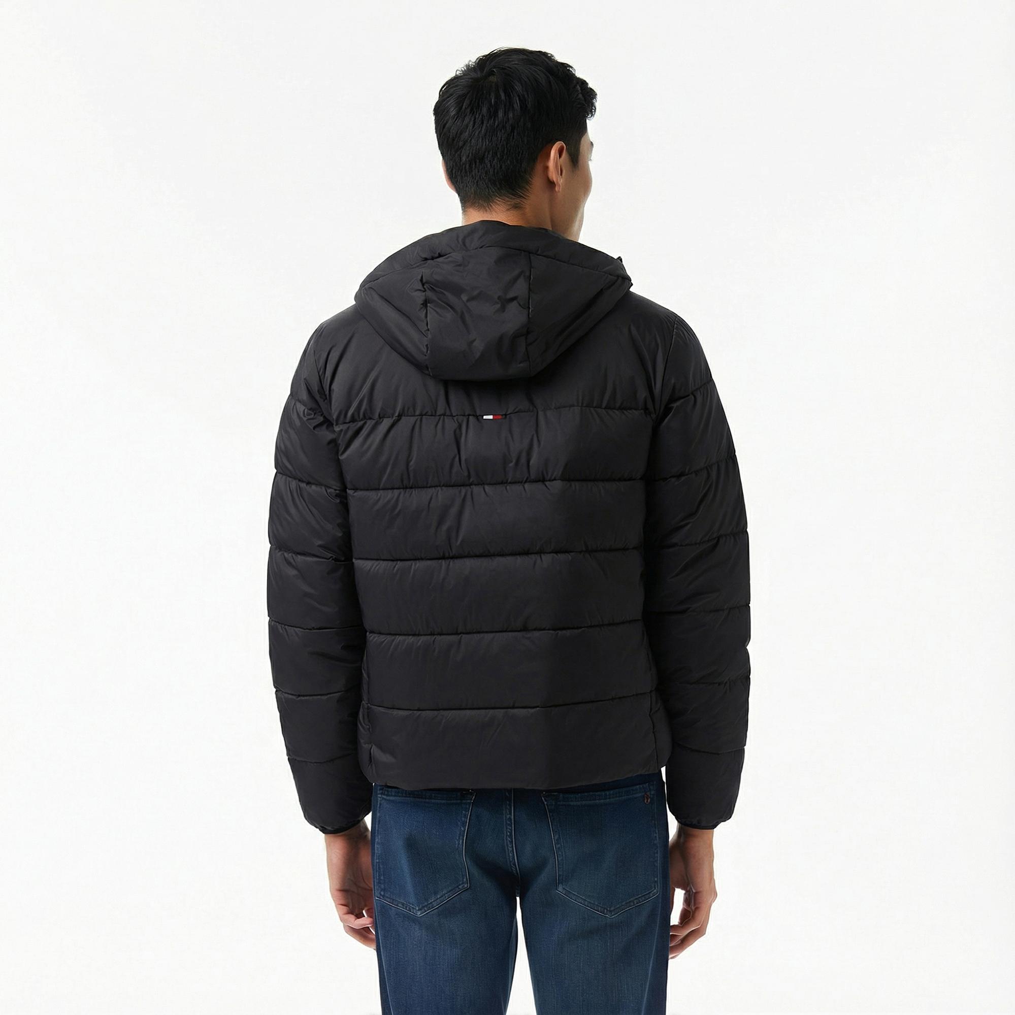 Tommy Hilfiger Mid Weight Erkek Siyah Puffer Mont