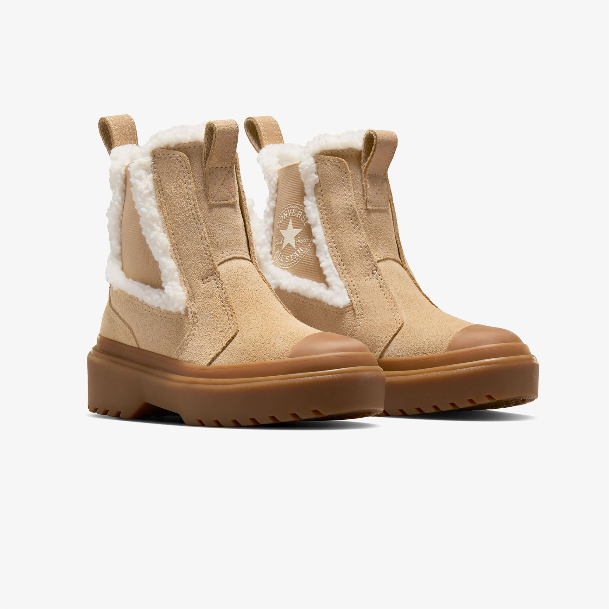 Converse Chuck Taylor All Star Chelsea Lugged Çocuk Bej Süet Platform Bot