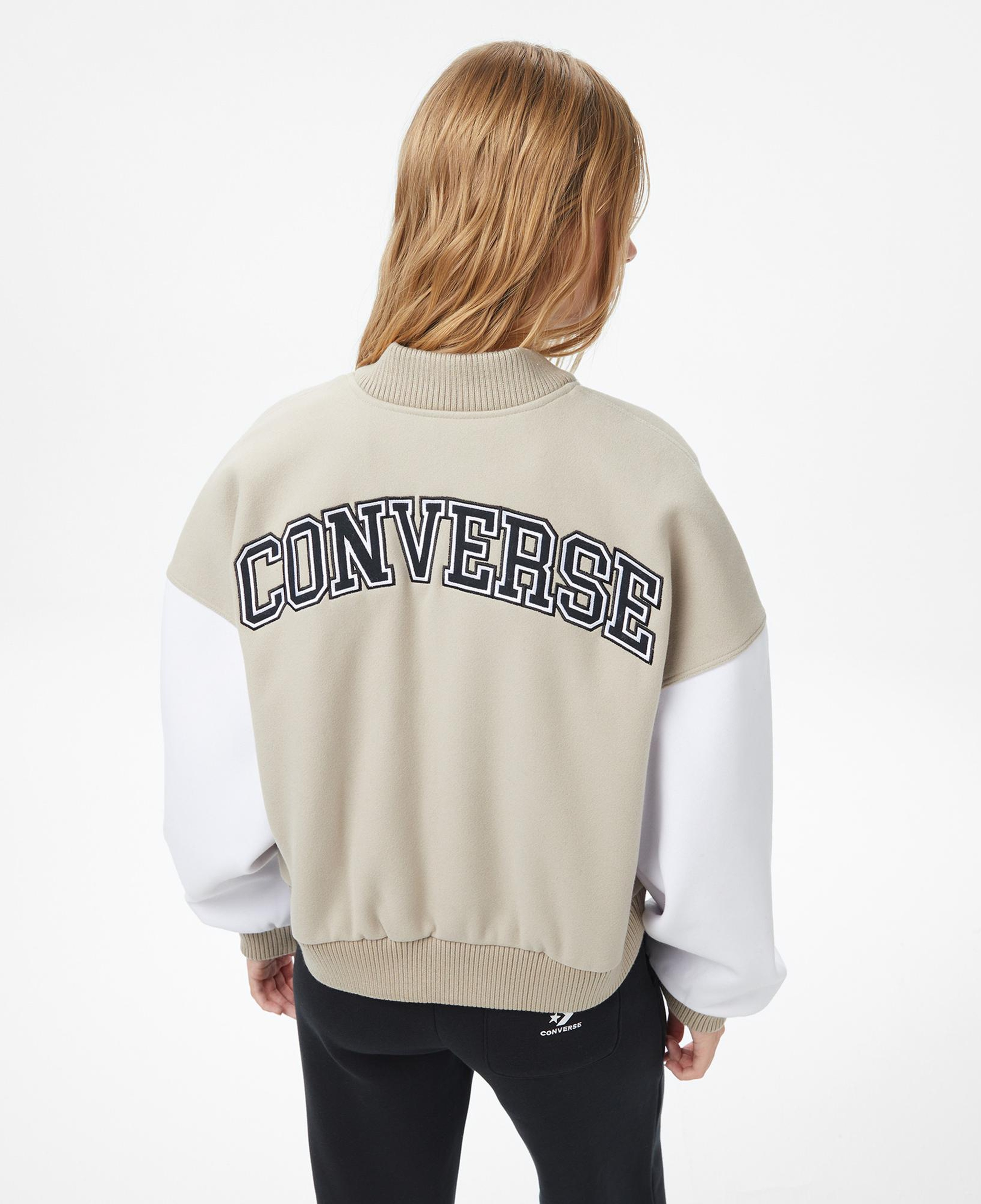 Converse Kadın Dik Yaka Bej Bomber Ceket