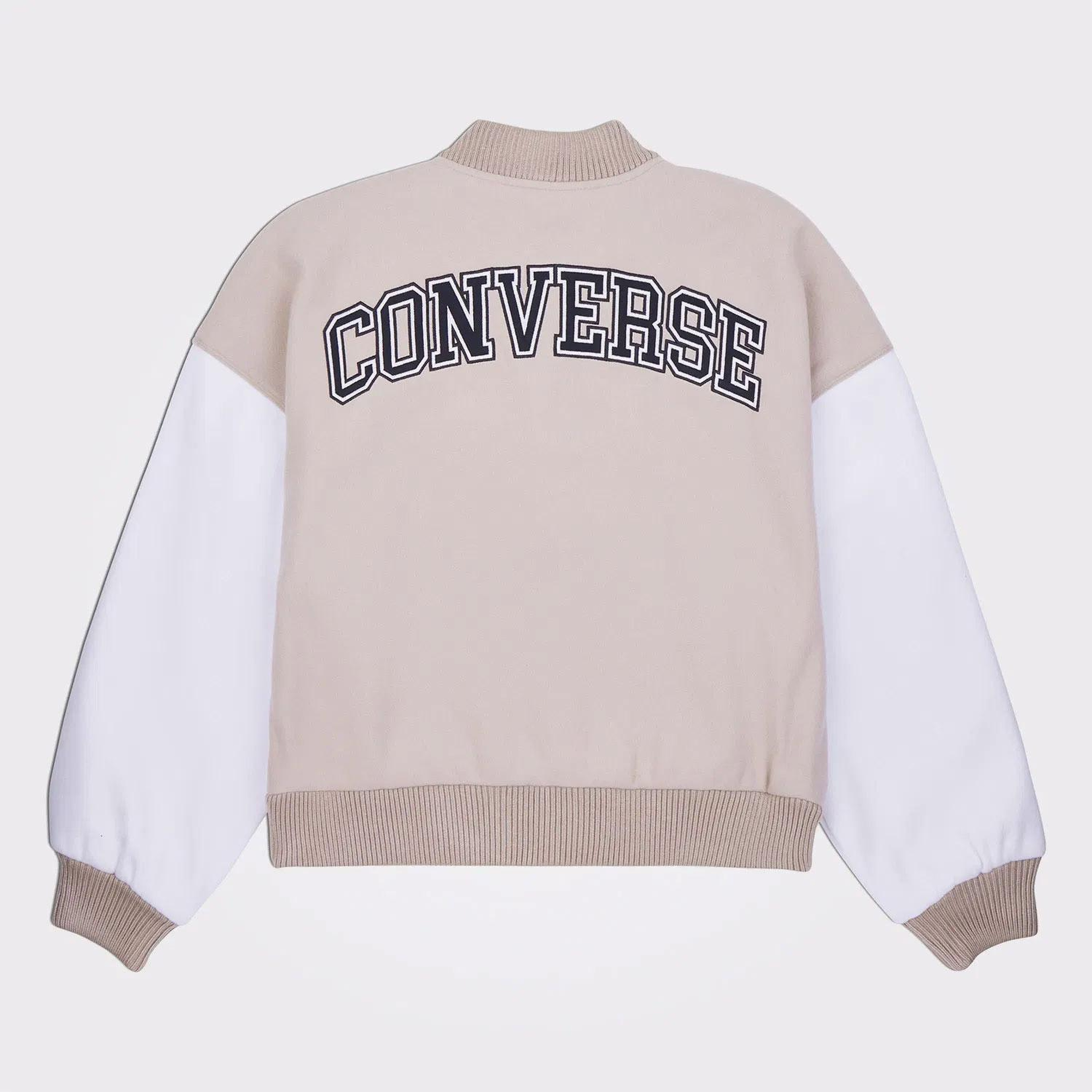 Converse Kadın Dik Yaka Bej Bomber Ceket