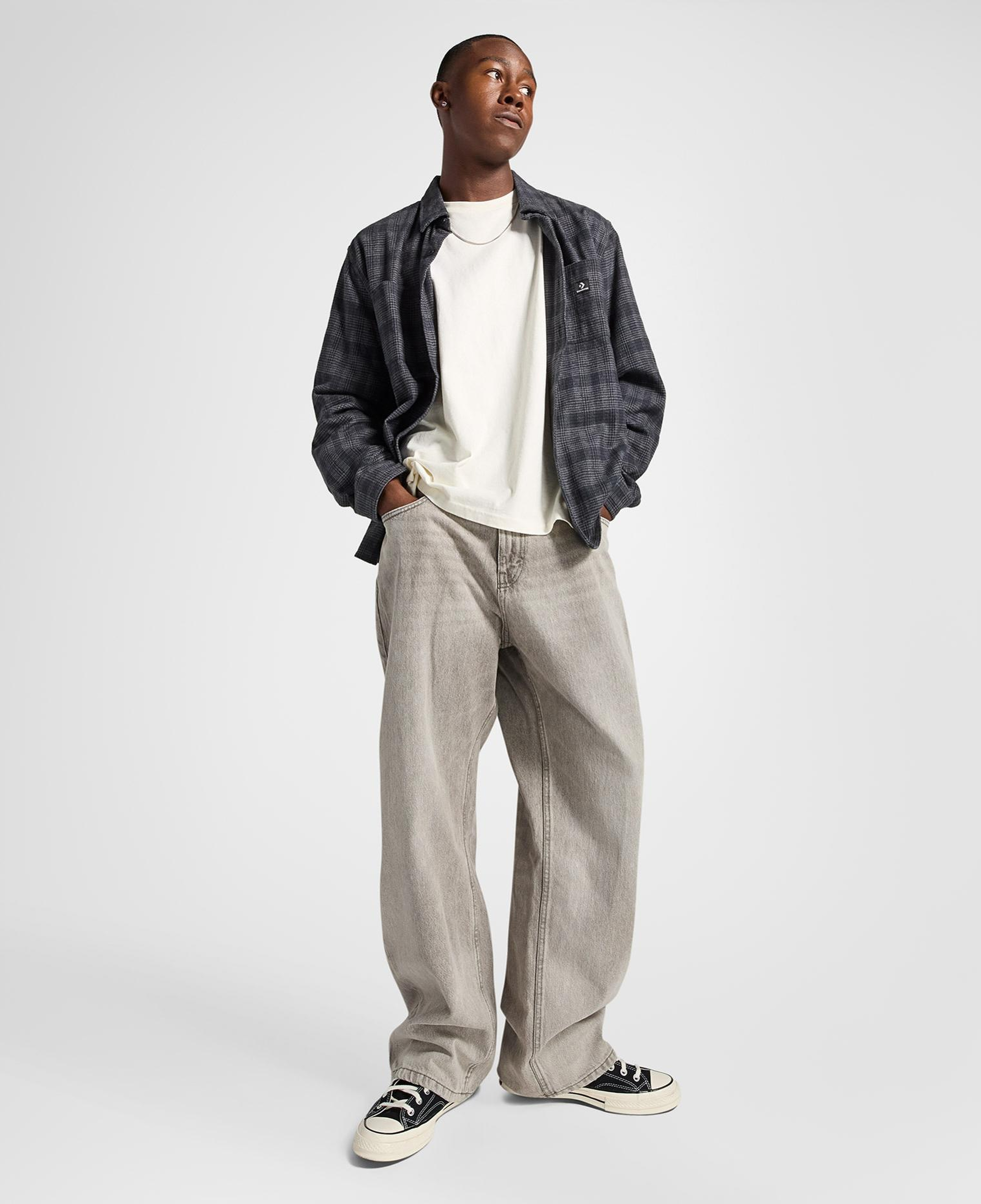 Converse Erkek Ekose Gri Gömlek