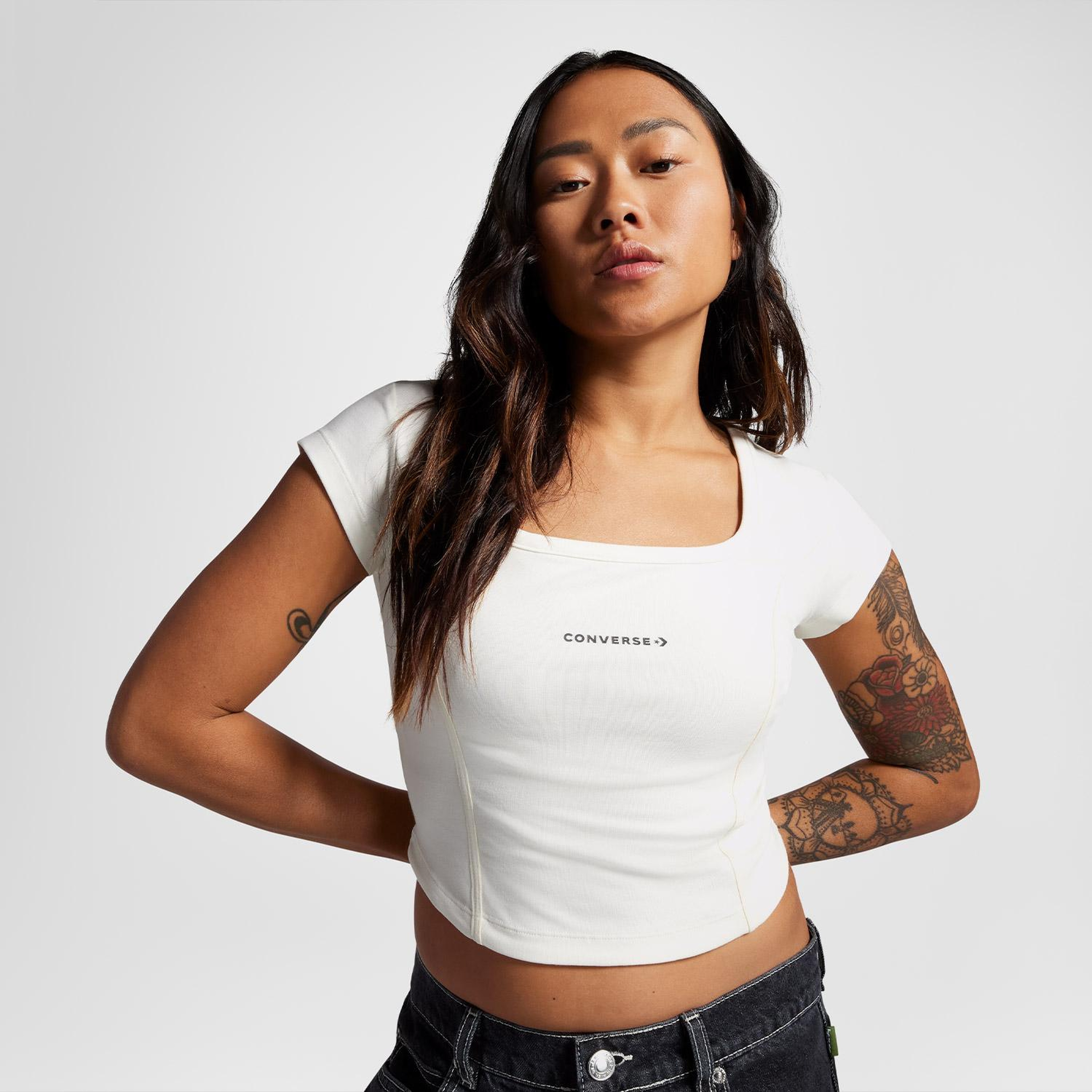 Converse Kadın Beyaz Korse Top T-Shirt