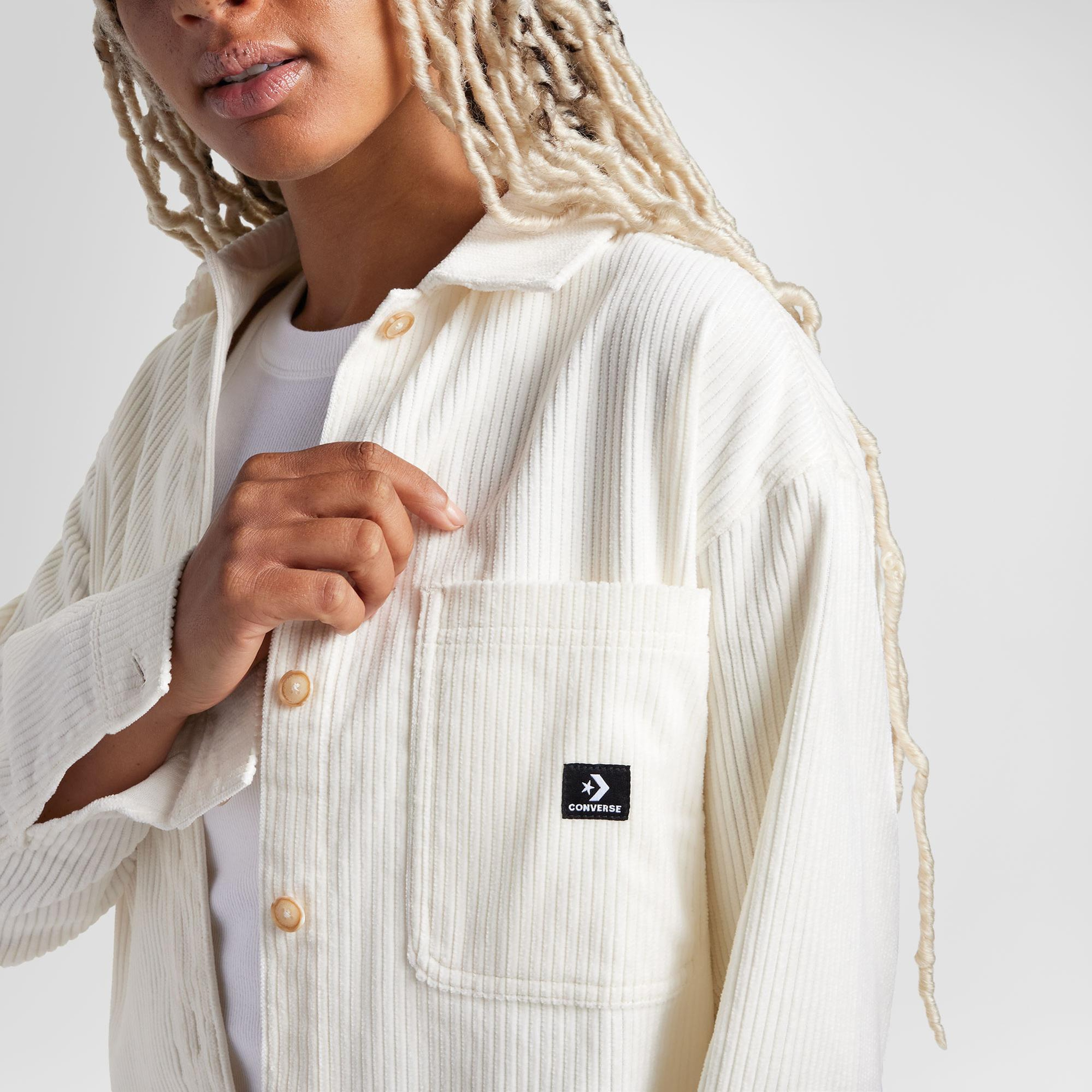 Converse Kadın Kadife Beyaz Gömlek
